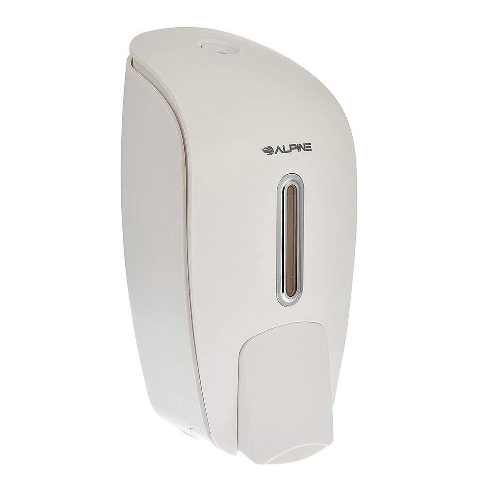 Alpine Industries 425-WHI Soap & Hand Sanitizer Dispenser, Surface Mounted, 800 ml Capacity, White