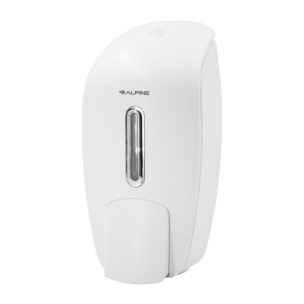 Alpine Industries 425-WHI Soap & Hand Sanitizer Dispenser, Surface Mounted, 800 ml Capacity, White