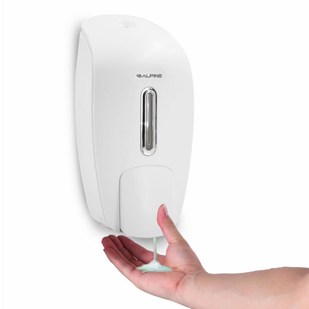 Alpine Industries 425-WHI Soap & Hand Sanitizer Dispenser, Surface Mounted, 800 ml Capacity, White