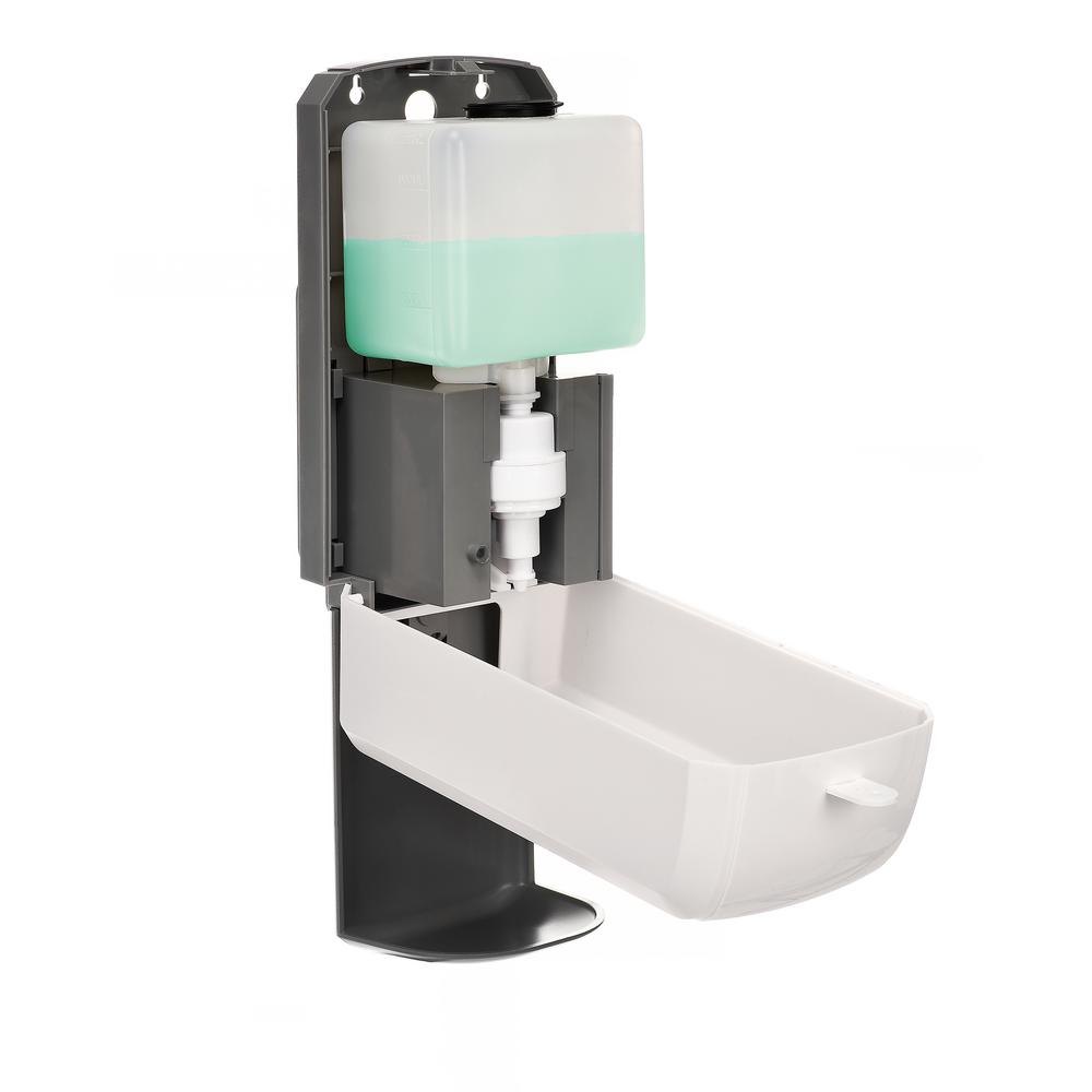 1200 ml. Wall Mount Automatic Foam Hand Sanitizer Soap Dispenser in White with Drip Tray (2-Pack)