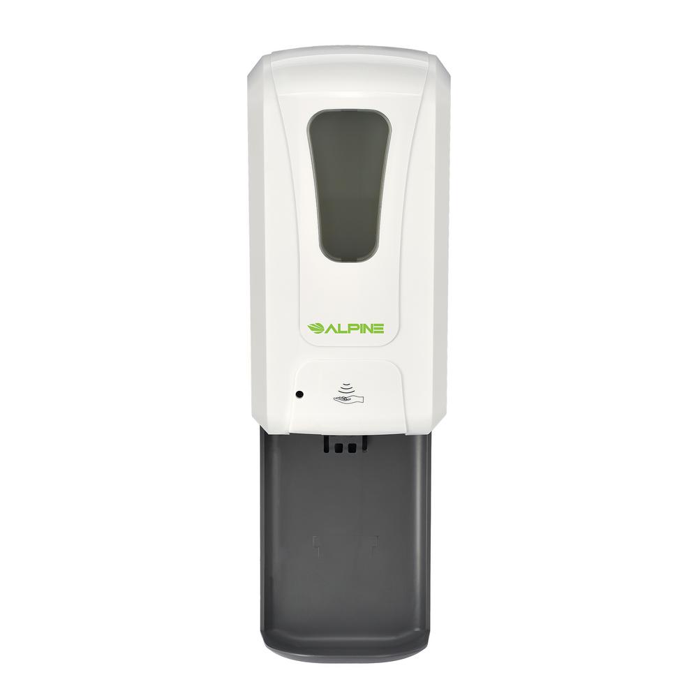 1200 ml. Wall Mount Automatic Foam Hand Sanitizer Soap Dispenser in White with Drip Tray (2-Pack)