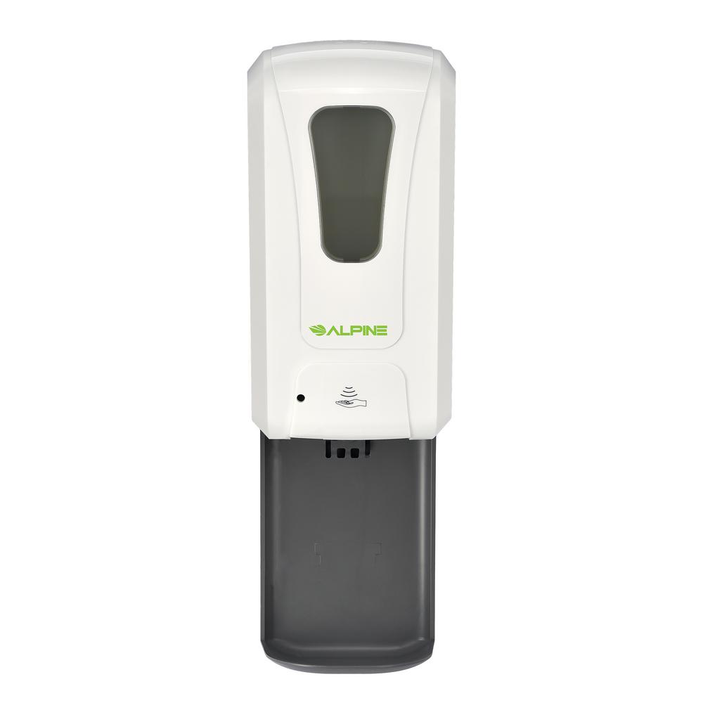 1200 ml. Wall Mount Automatic Gel Hand Sanitizer Soap Dispenser in White with Drip Tray (2-Pack)