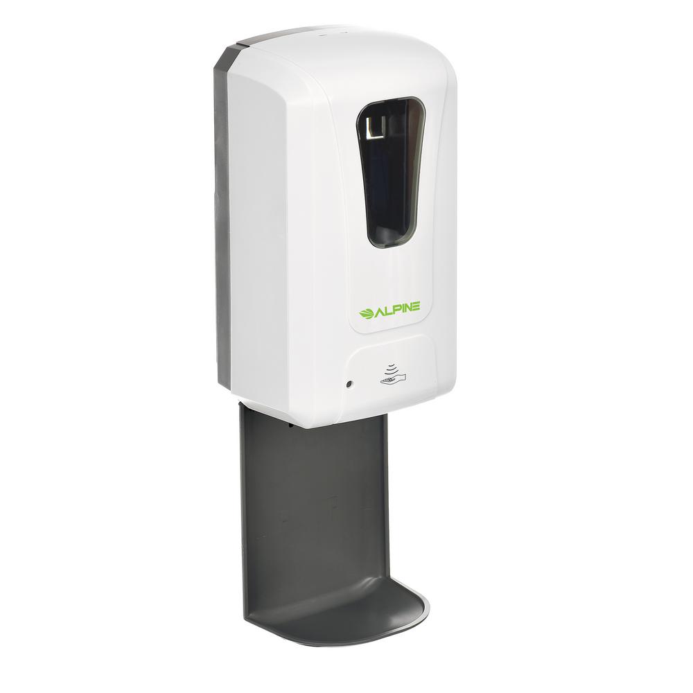 1200 ml. Wall Mount Automatic Gel Hand Sanitizer Soap Dispenser in White with Drip Tray (2-Pack)