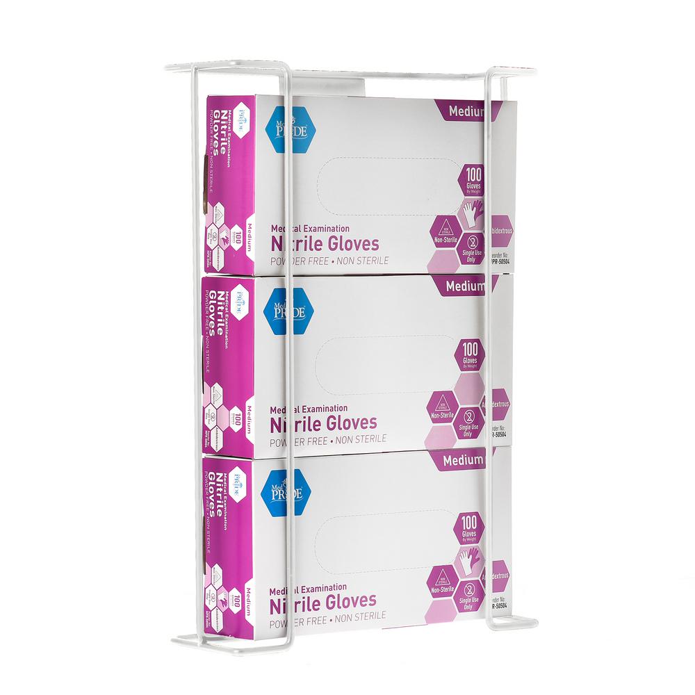 Alpine Industries Triple Box Wire Wall Mount Glove Dispenser, White