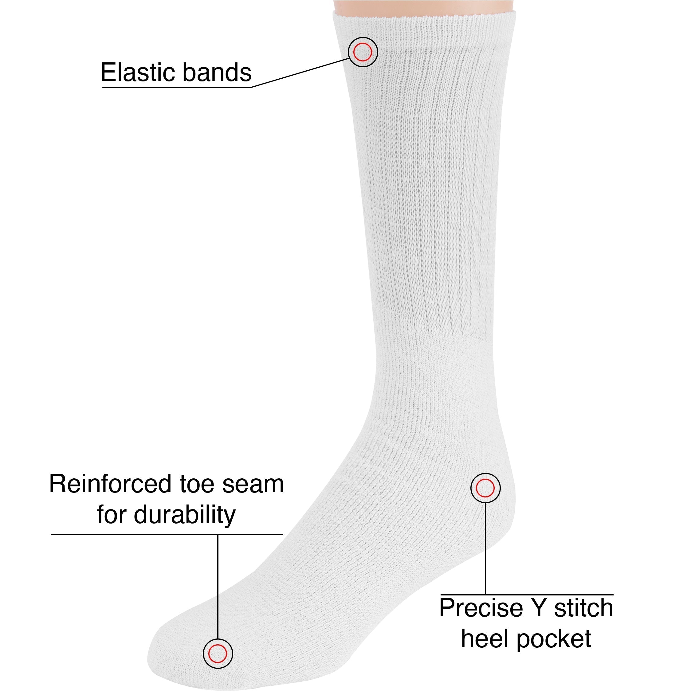 Men's Solid Tube Socks - White  - 100 pairs in the Pack