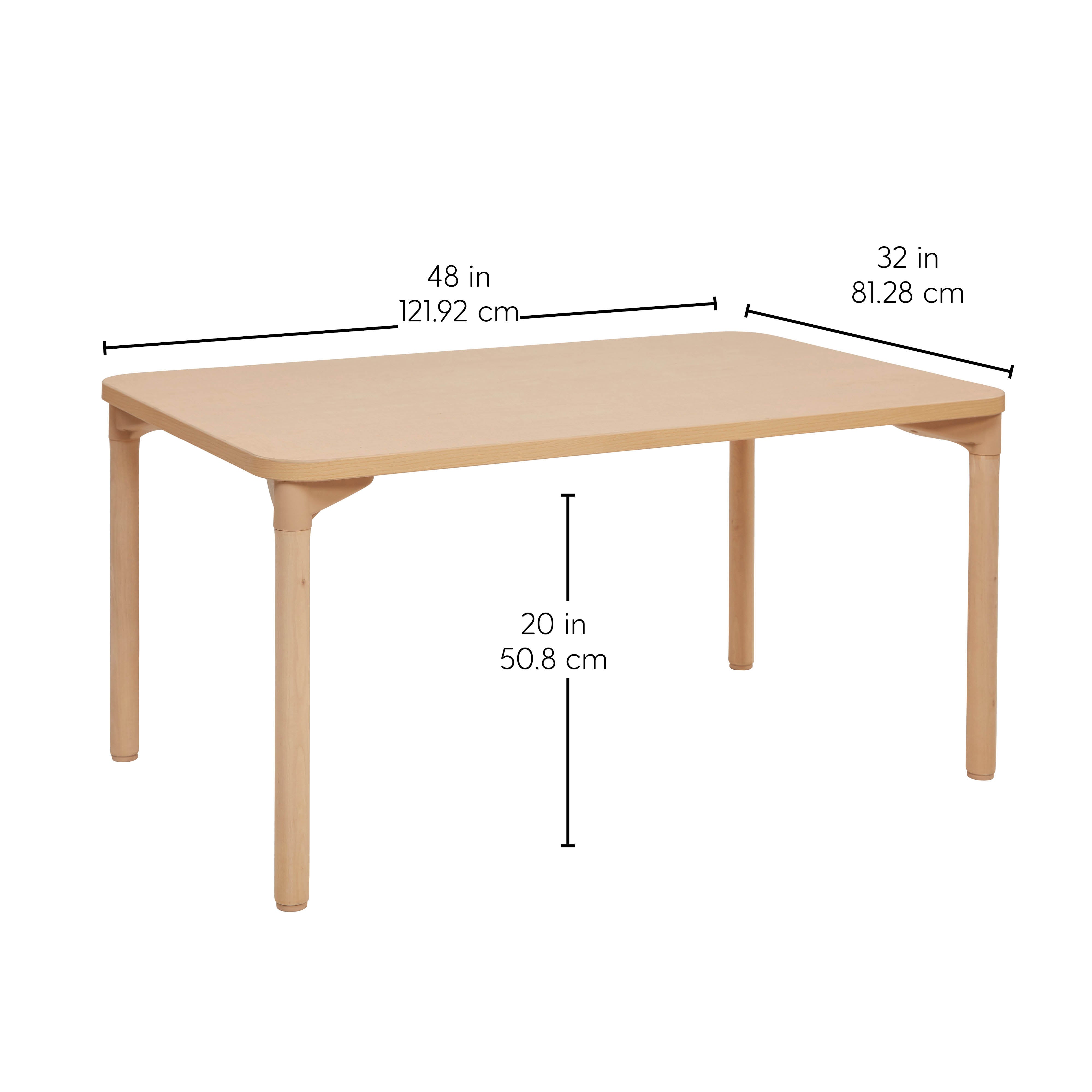 30" x 48" Rectangle All-Purpose Activity Table with 20" Wood Legs