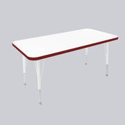 24" x 48" Rectangle Thermofused Activity Table with Adjustable Standard Swivel Glide Legs - White/Burgundy/White