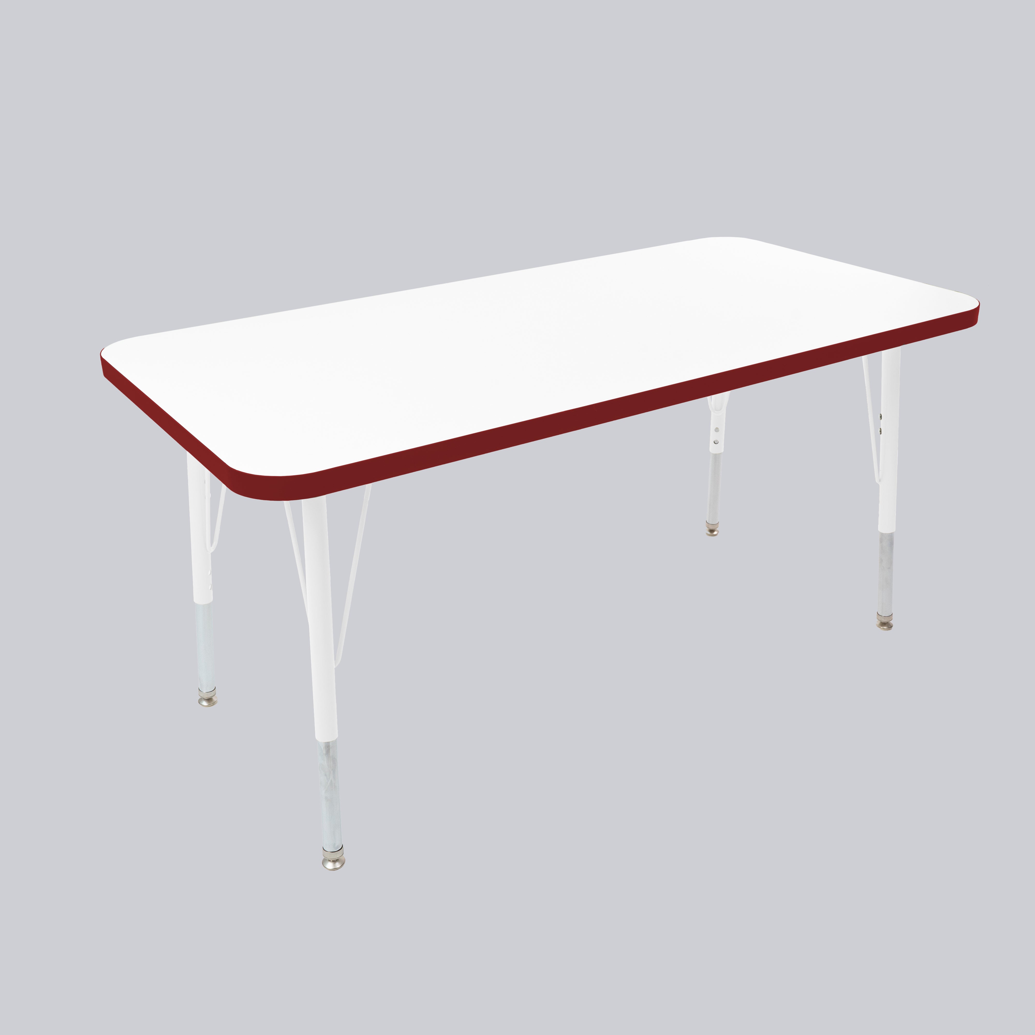 24" x 48" Rectangle Thermofused Activity Table with Adjustable Standard Swivel Glide Legs - White/Burgundy/White