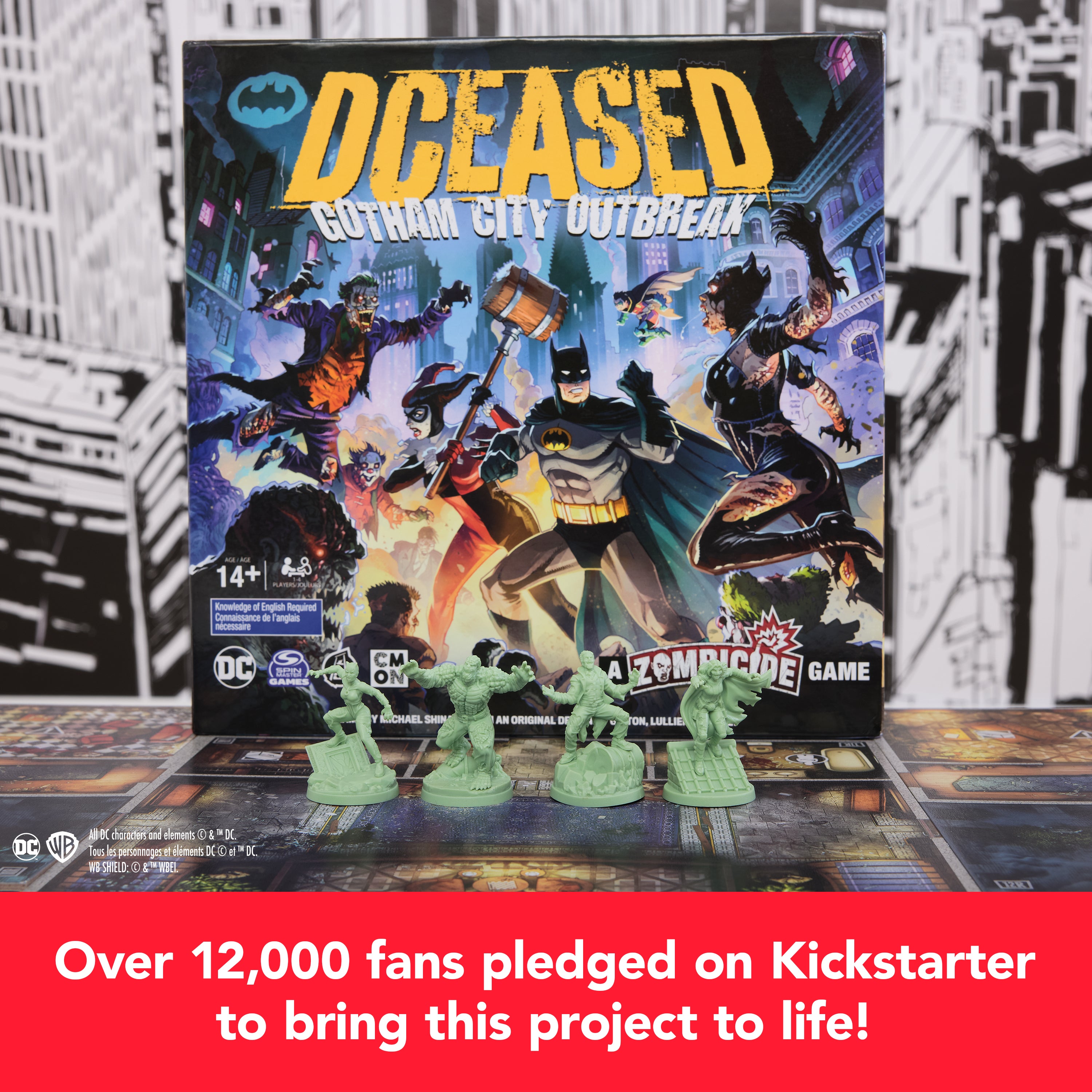 Spin Master Games, DCeased: Gotham City Outbreak, Part of the Zombicide Collection, Collectible DC Comics Miniatures, Strategy Board Game, for Adults & Teens, 1-4 Players, for Ages 14 & Up