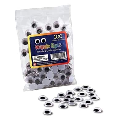 Wiggle Eyes - Paste On, 12 mm Black, 500