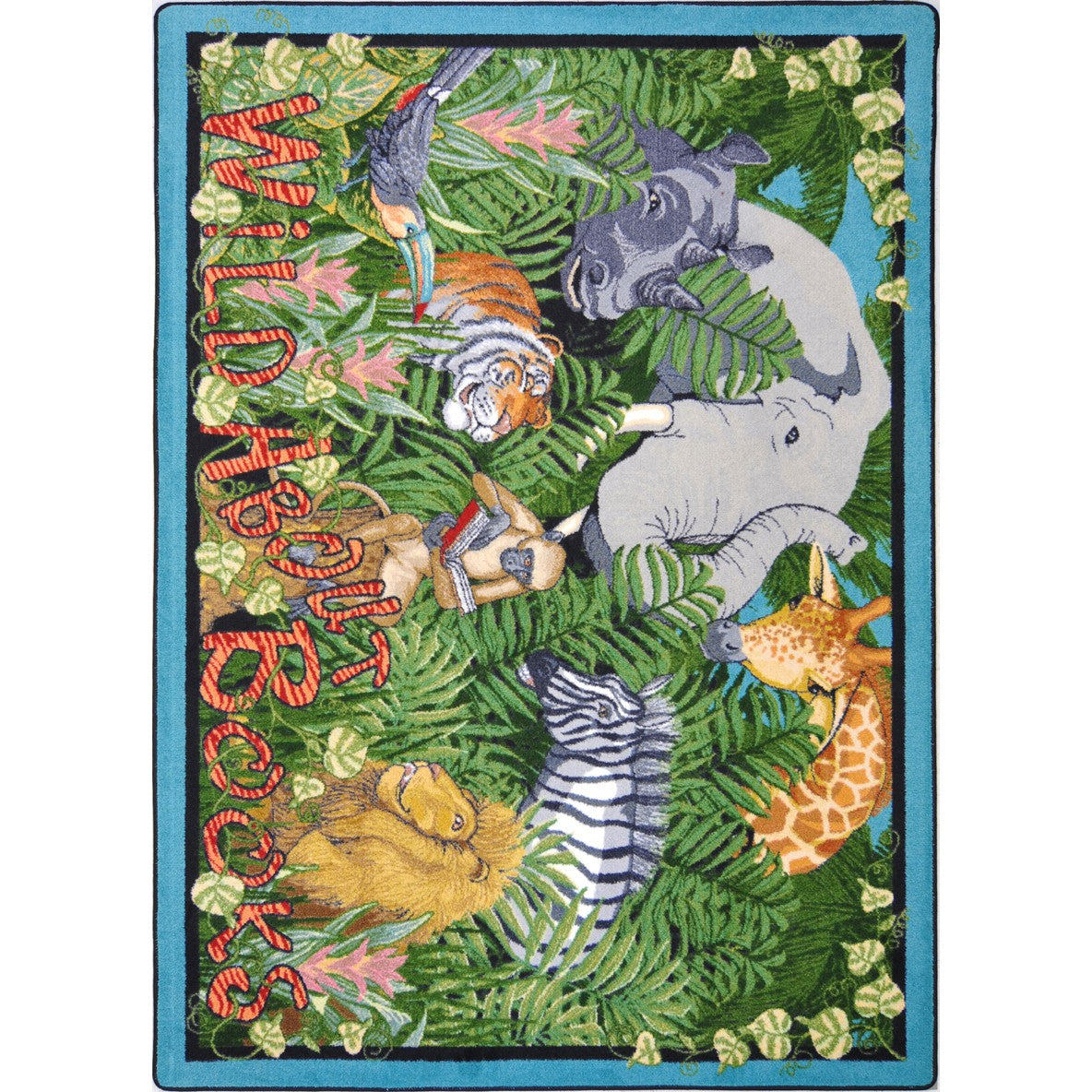 Wild About Books 7'8" x 10'9" area rug in color Multi