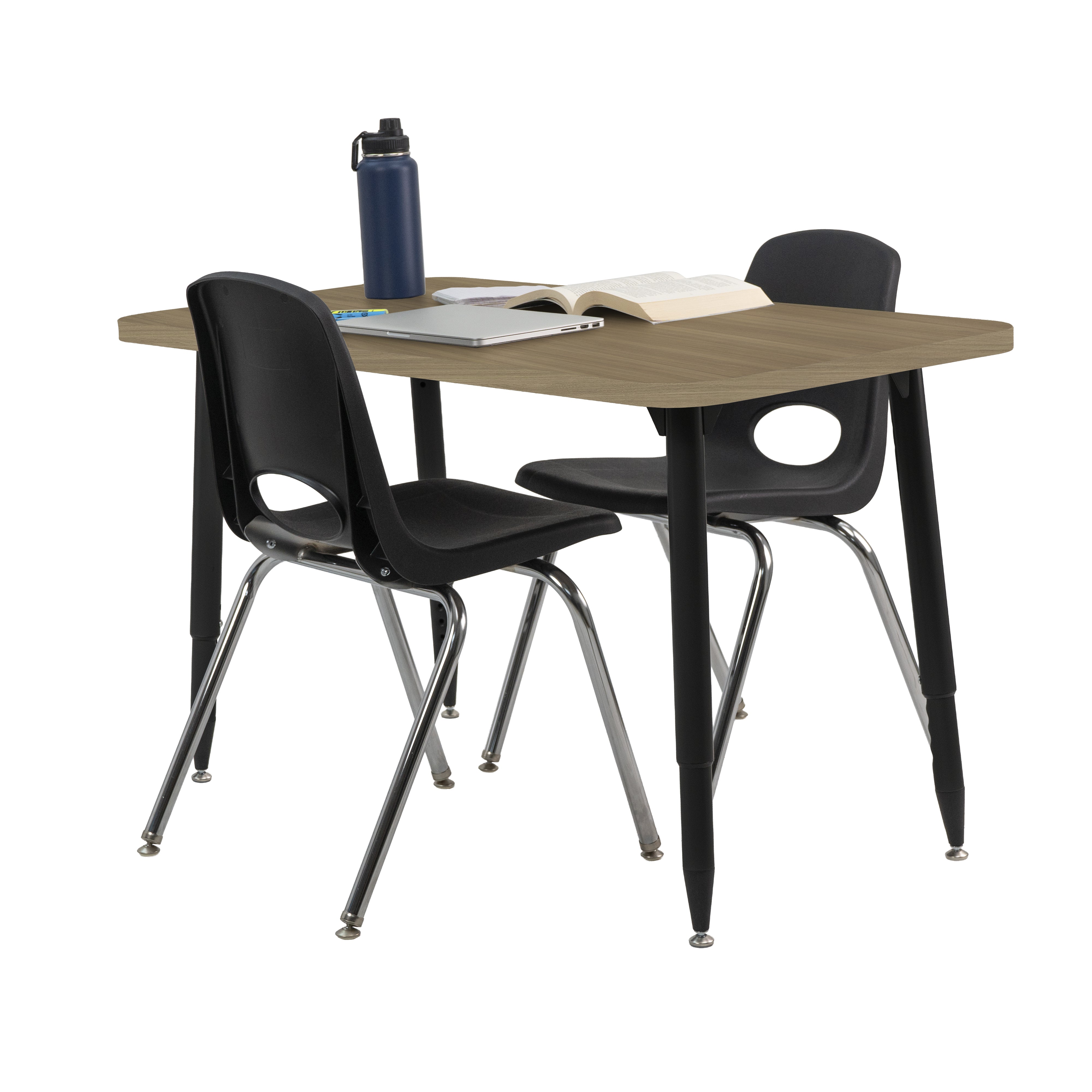 Adapte 24" x 48" Rectangle Woodgrain Activity Table with Adjustable Tapered Legs - Pasadena Oak/Black