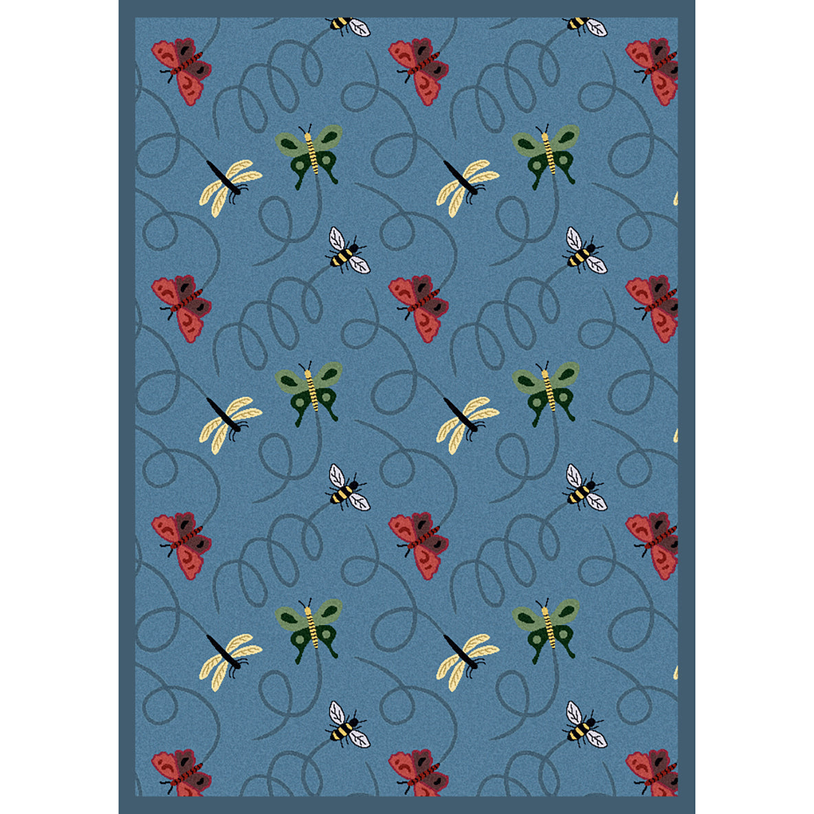 Wing Dings 3'10" x 5'4" area rug in color Blue