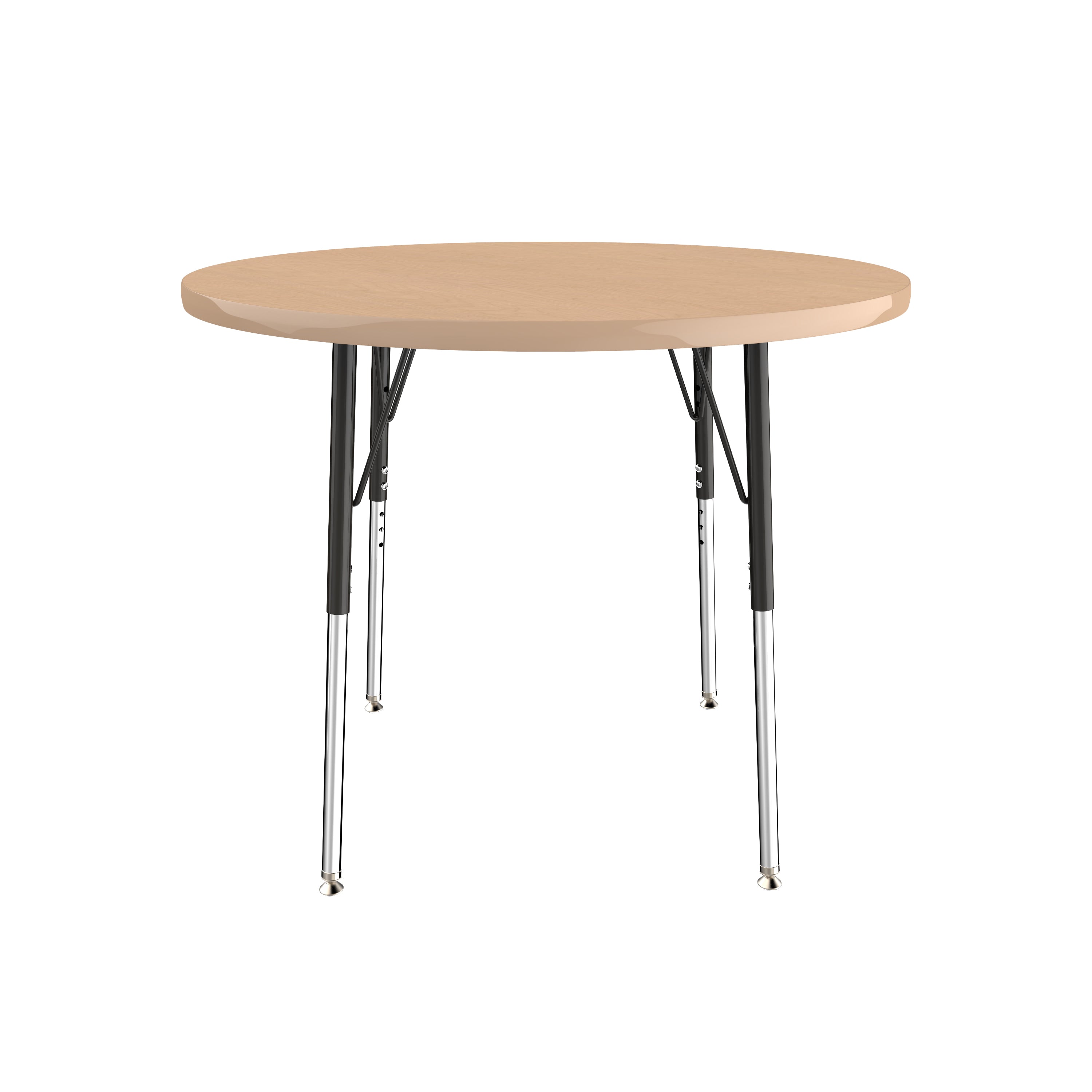 36" Round T-Molding Activity Table with Adjustable Standard Swivel Glide Legs - Maple/Maple/Black
