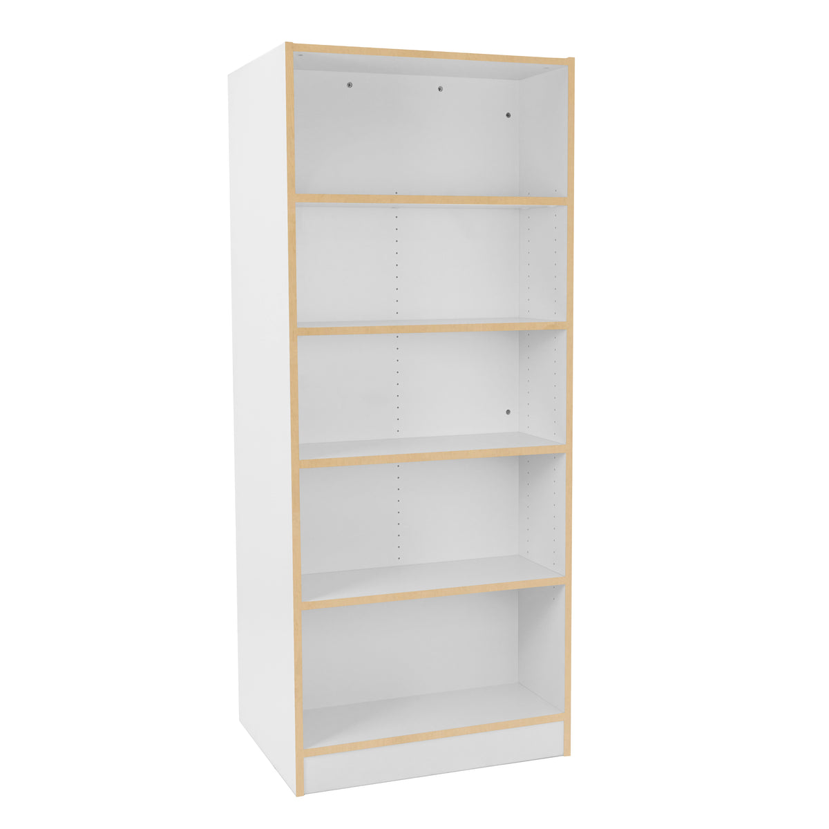 Laminate Double-Sided Bookcase 5-Shelf 72" Height - White/Maple Grain