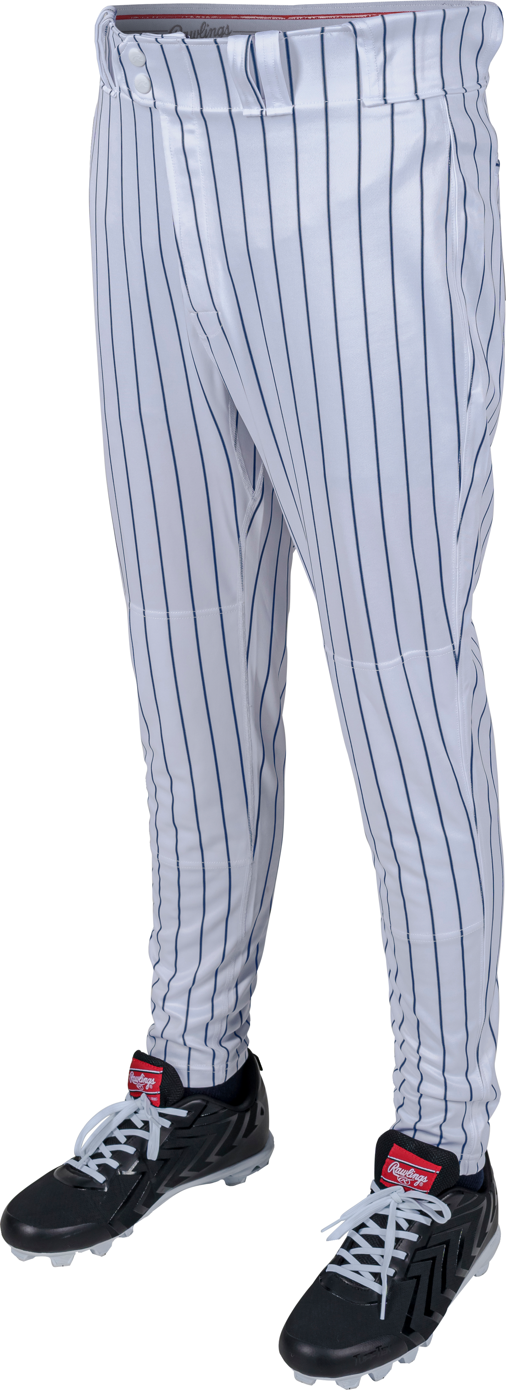 Rawlings Youth Plated Pro Taper Fit Pant With Sublimated Pro Stripe - Small - White/Navy