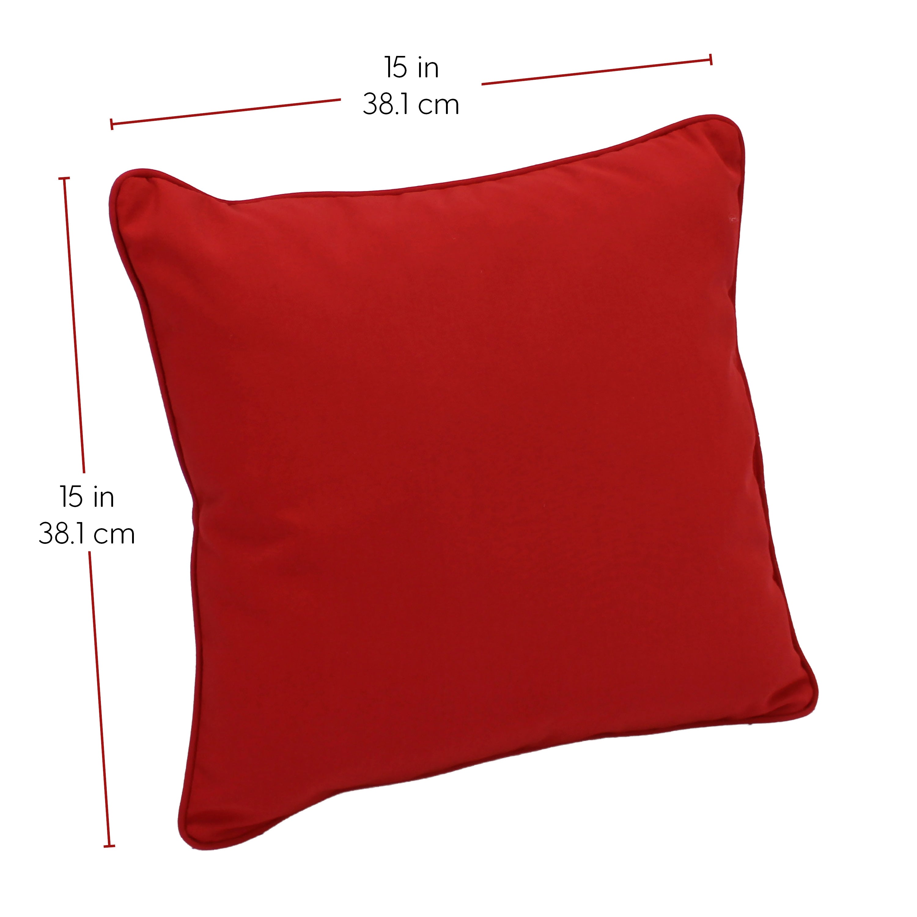 Presidio 15" x 15" Square Indoor/Outdoor Pillow with Piping, 2-Piece - Red