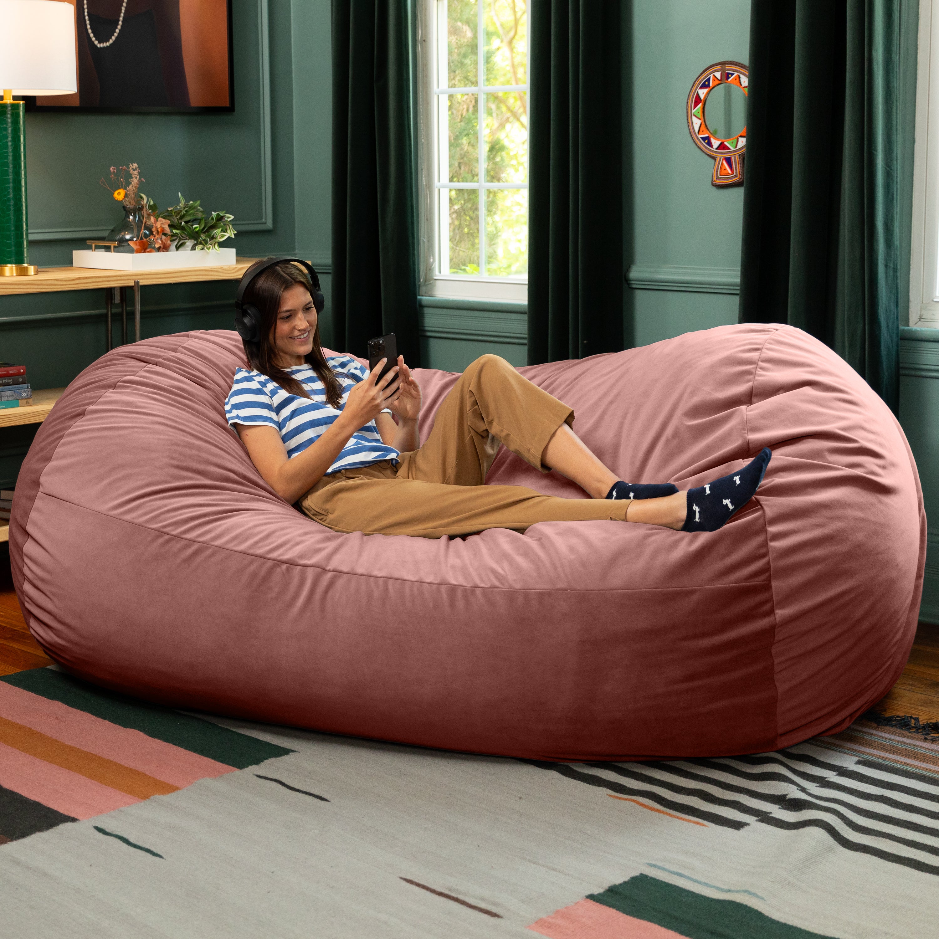 Jaxx Grand Lounger 7 Foot Bean Bag Sofa -Lush Velvet Mauve