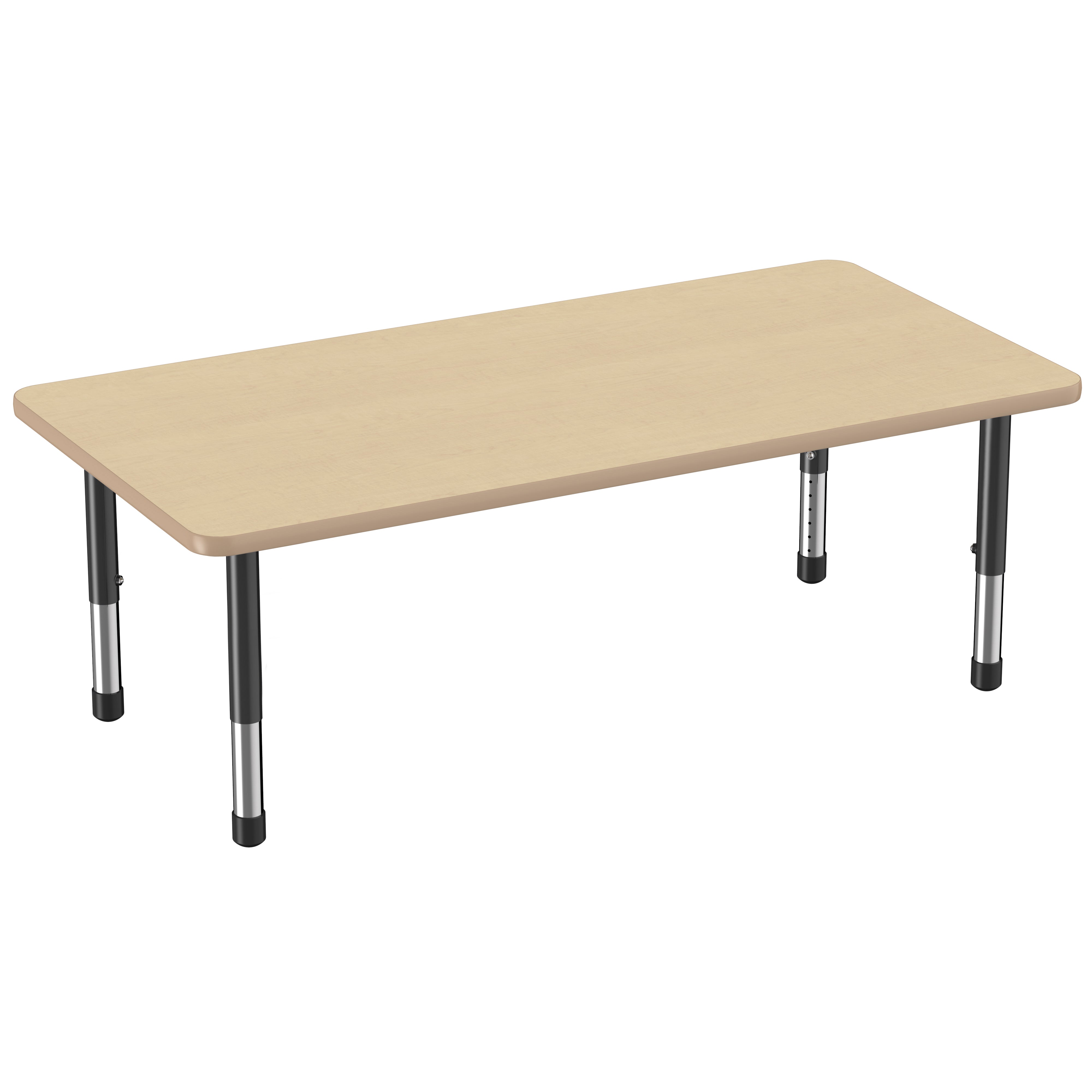 30" x 60" Rectangle Thermofused Activity Table with Adjustable Chunky Legs - Maple/Maple/Black