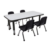 24" x 48" Rectangle Dry-Erase Activity Table with Chunky Legs and 10" Stack Chairs with Ball Glides, 5-Piece Set - Whiteboard/Black