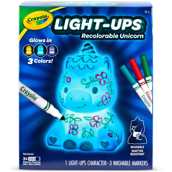 Crayola Light Ups Unicorn Figure, Recolorable Light Up Toy, Gift for Kids, 5, 6, 7, 8