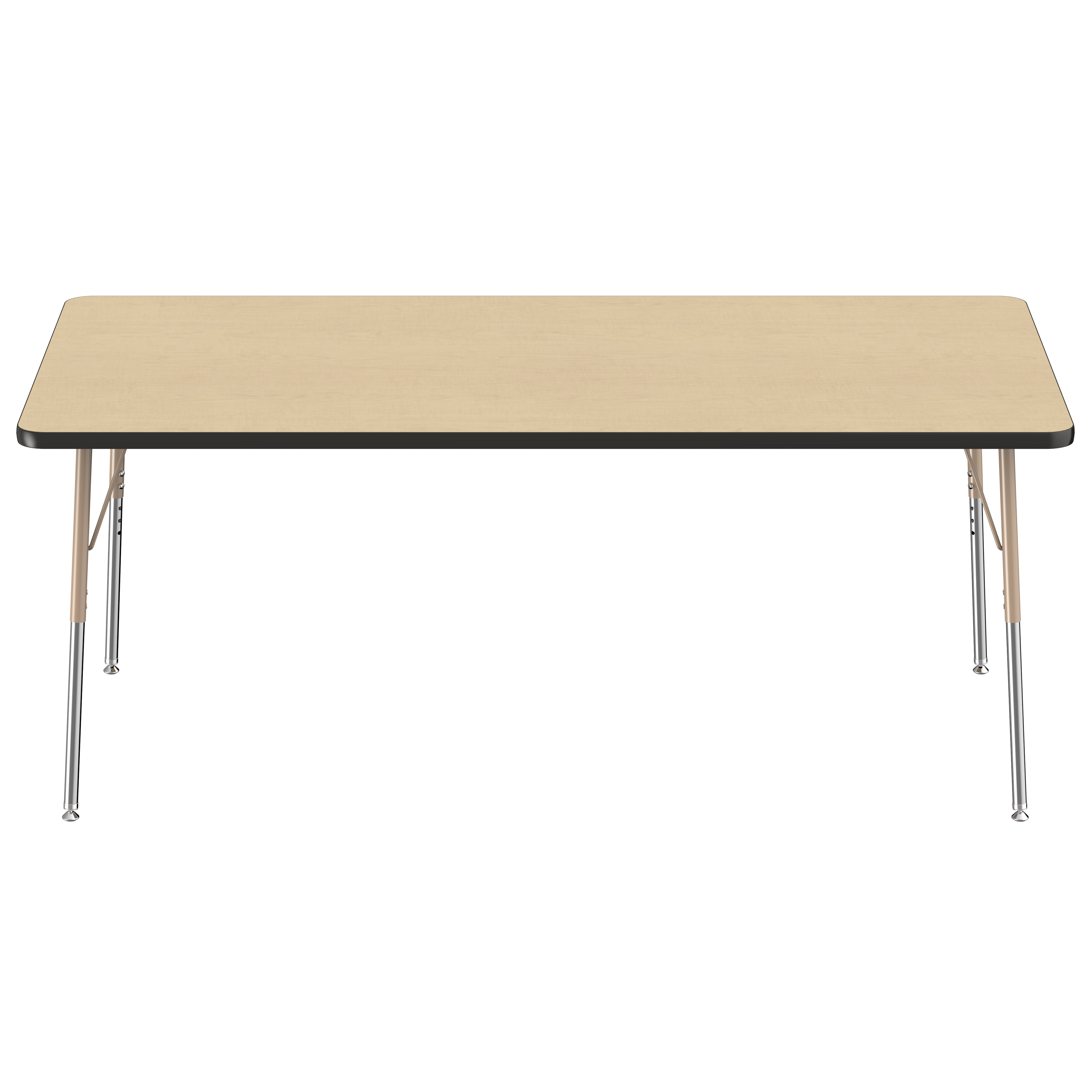 36" x 72" Rectangle T-Molding Activity Table with Adjustable Standard Swivel Glide Legs - Maple/Black/Sand