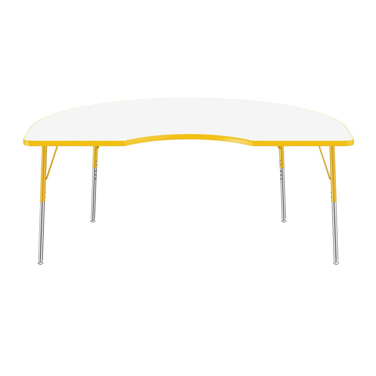 48" x 72" Kidney Dry-Erase Activity Table with Adjustable Standard Swivel Glide Legs - Whiteboard/Yellow