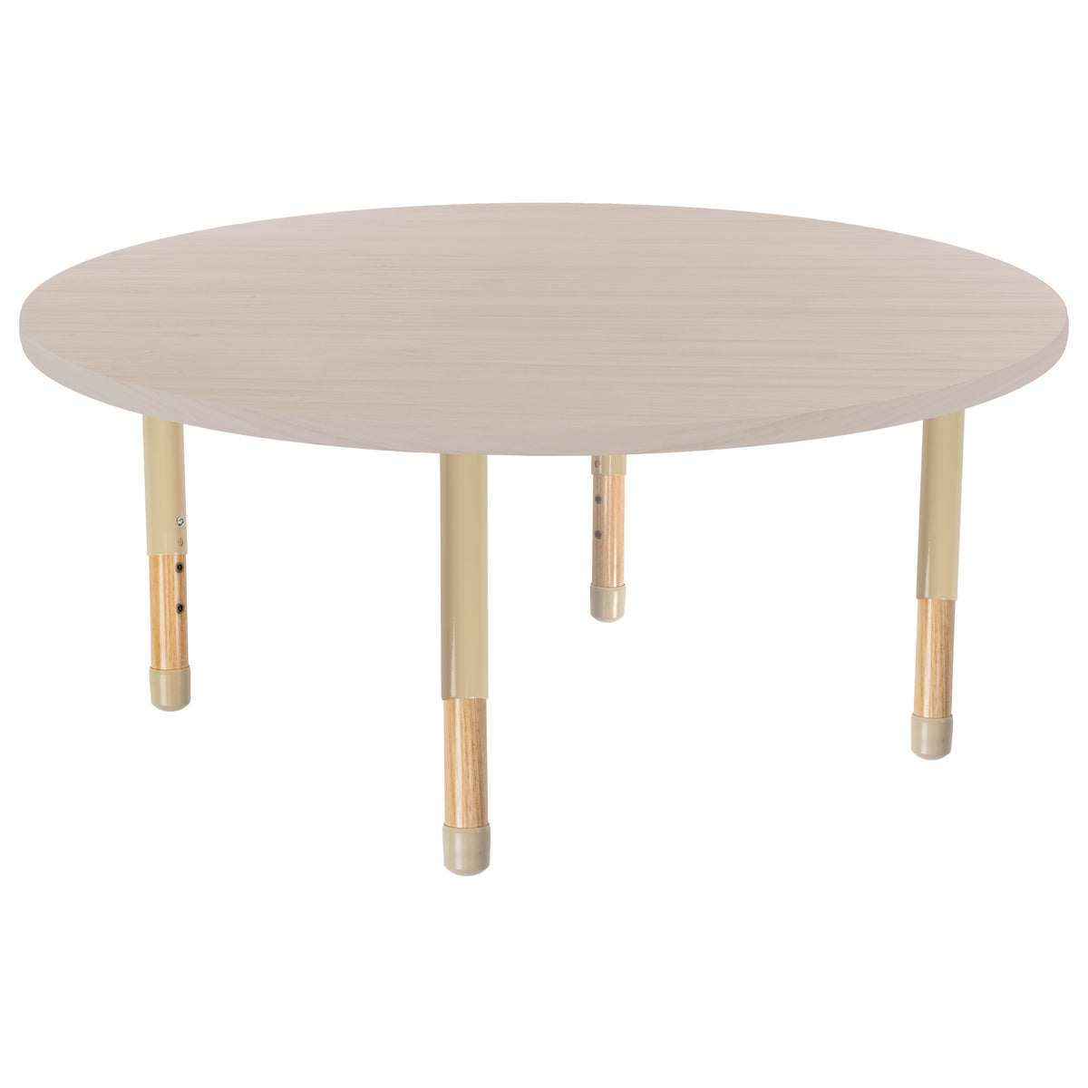 48" x 48" Round Thermofused Activity Table with Adjustable Chunky Wood Legs - Asian Sand/Sand/Natural