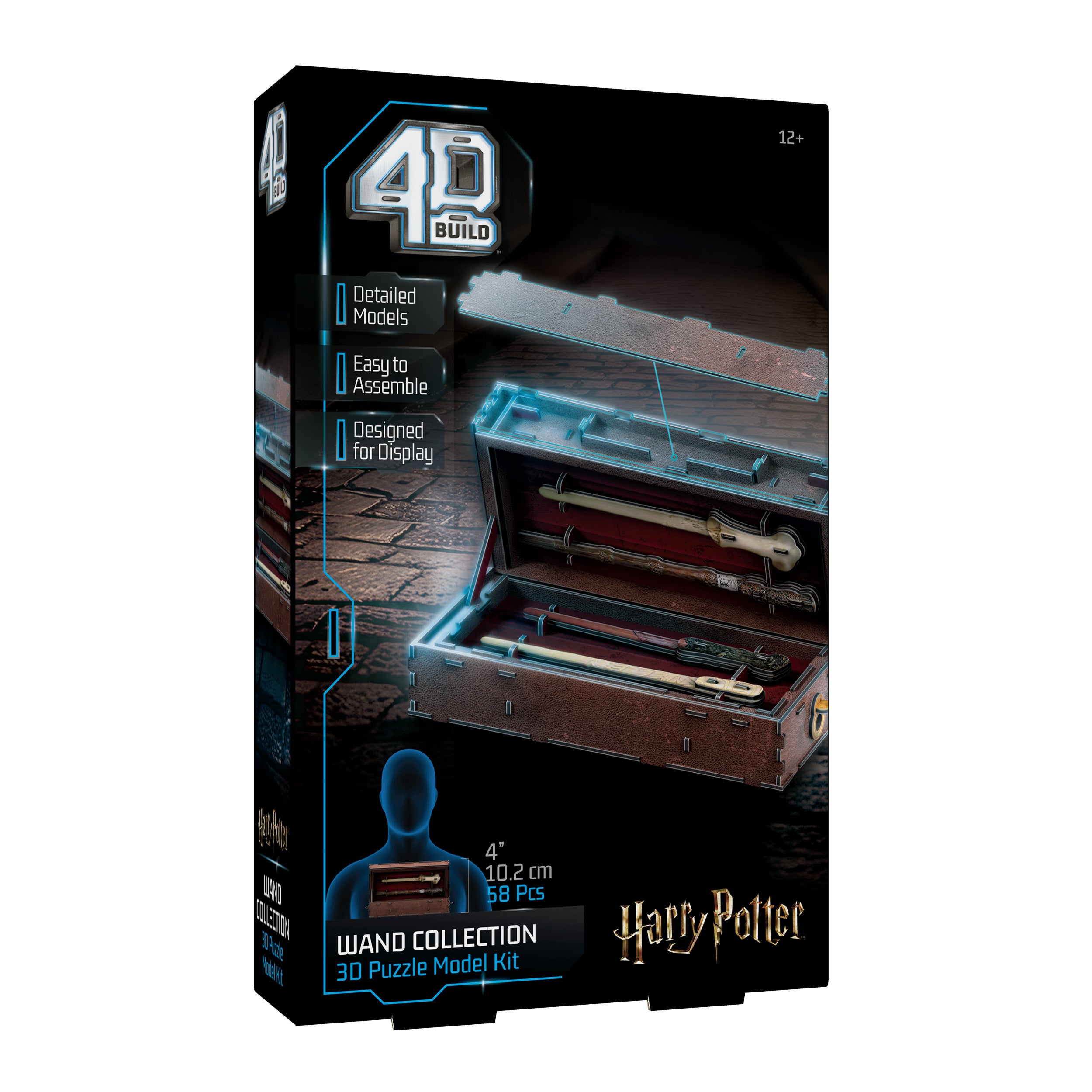 4D Build, Harry Potter 4 Wands in Case Set 3D Puzzle Model Kit, 58 Pcs, Harry Potter Gifts Desk Décor, 3D Puzzles for Harry Potter Fans 12+