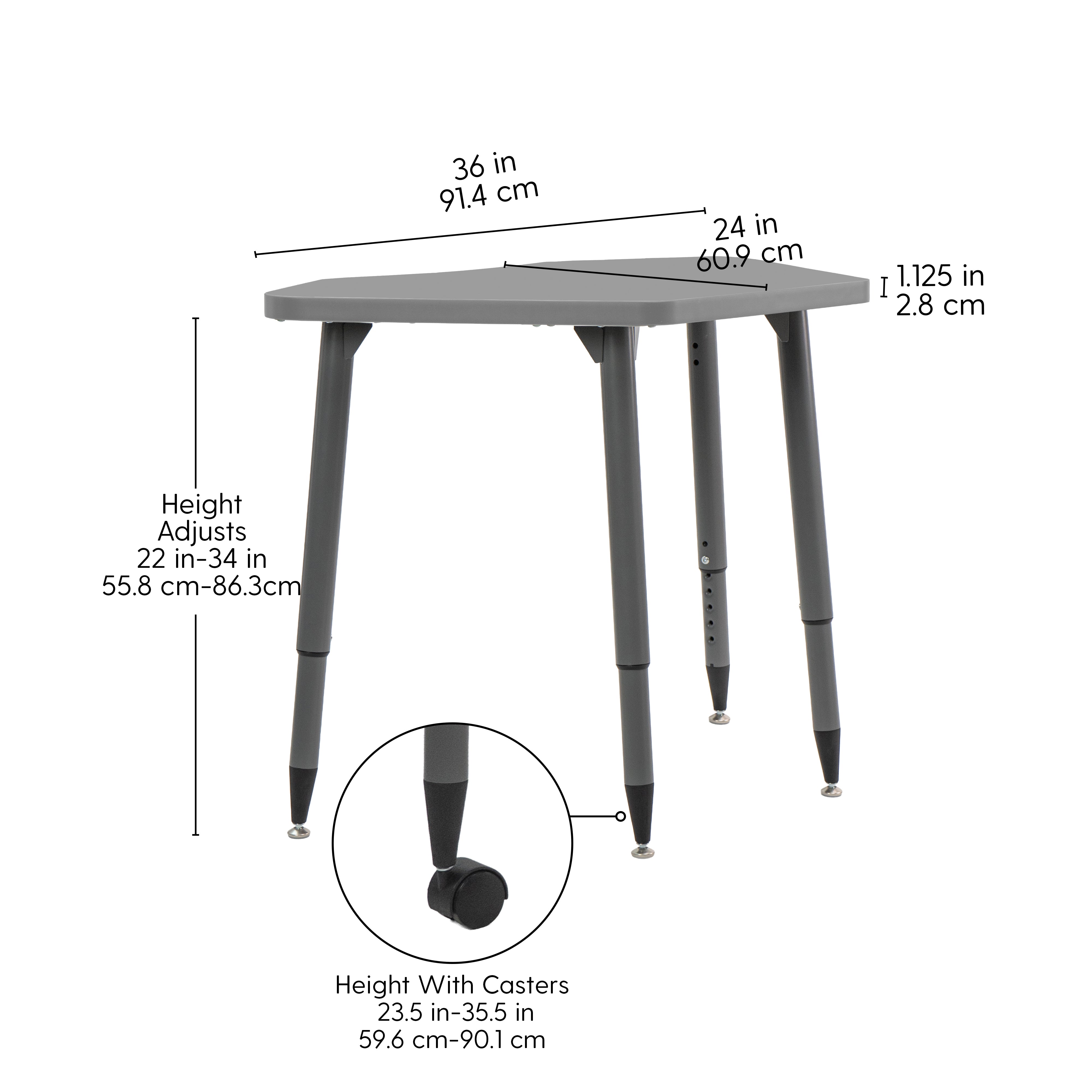Adapte 24" x 36" Petal Thermofused Activity Table with Adjustable Tapered Legs - North Sea/North Sea