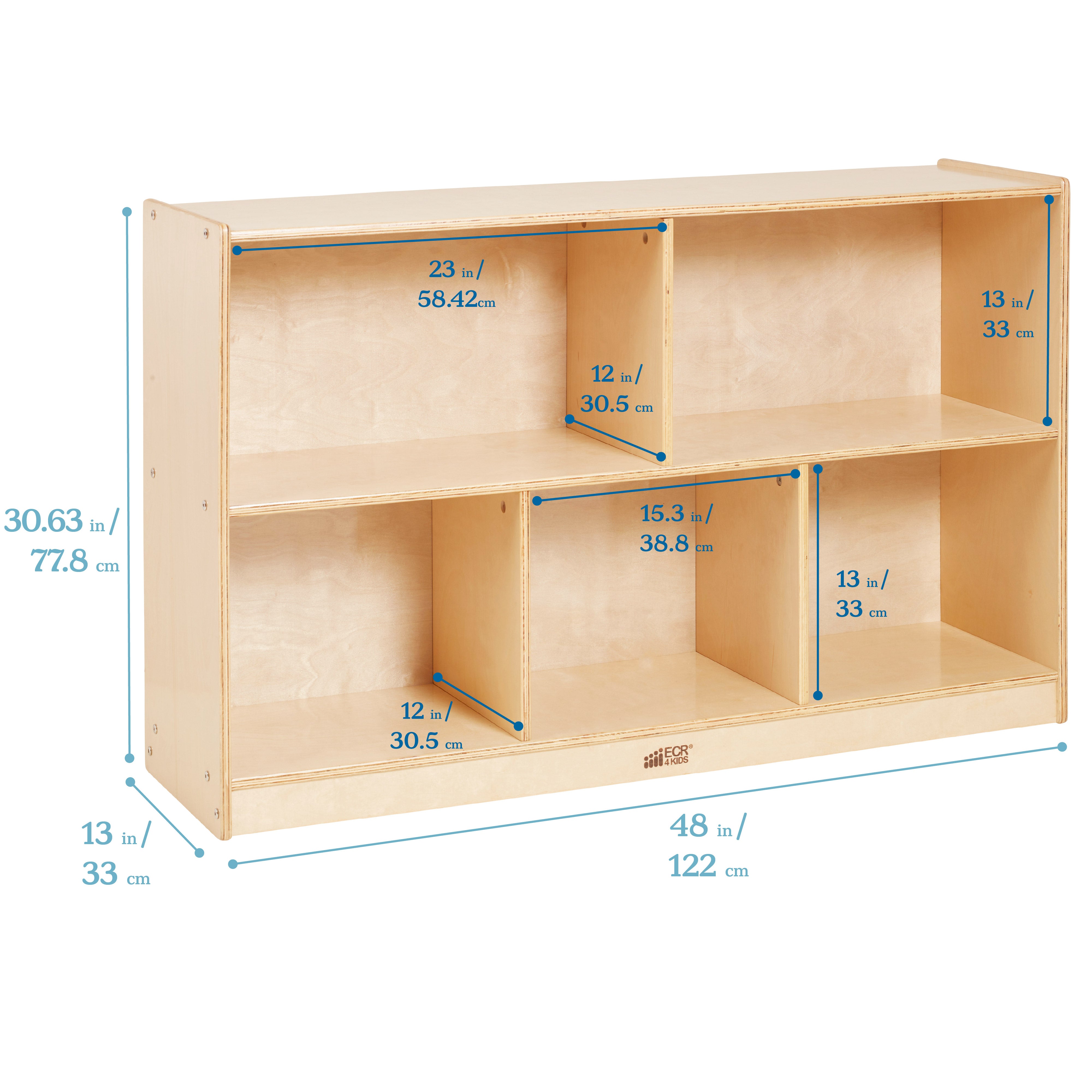 5-Compartment Storage Cabinet 30in H - Natural