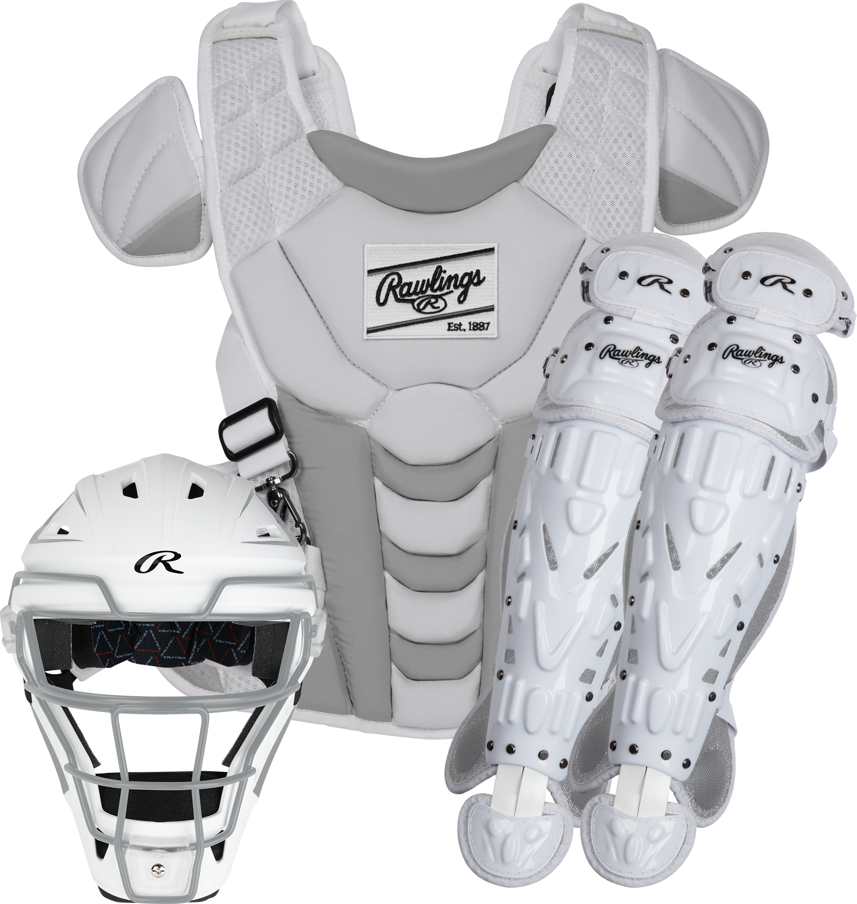 Rawlings Velo 2.0 Series Softball Small Catchers Set - White/Silver