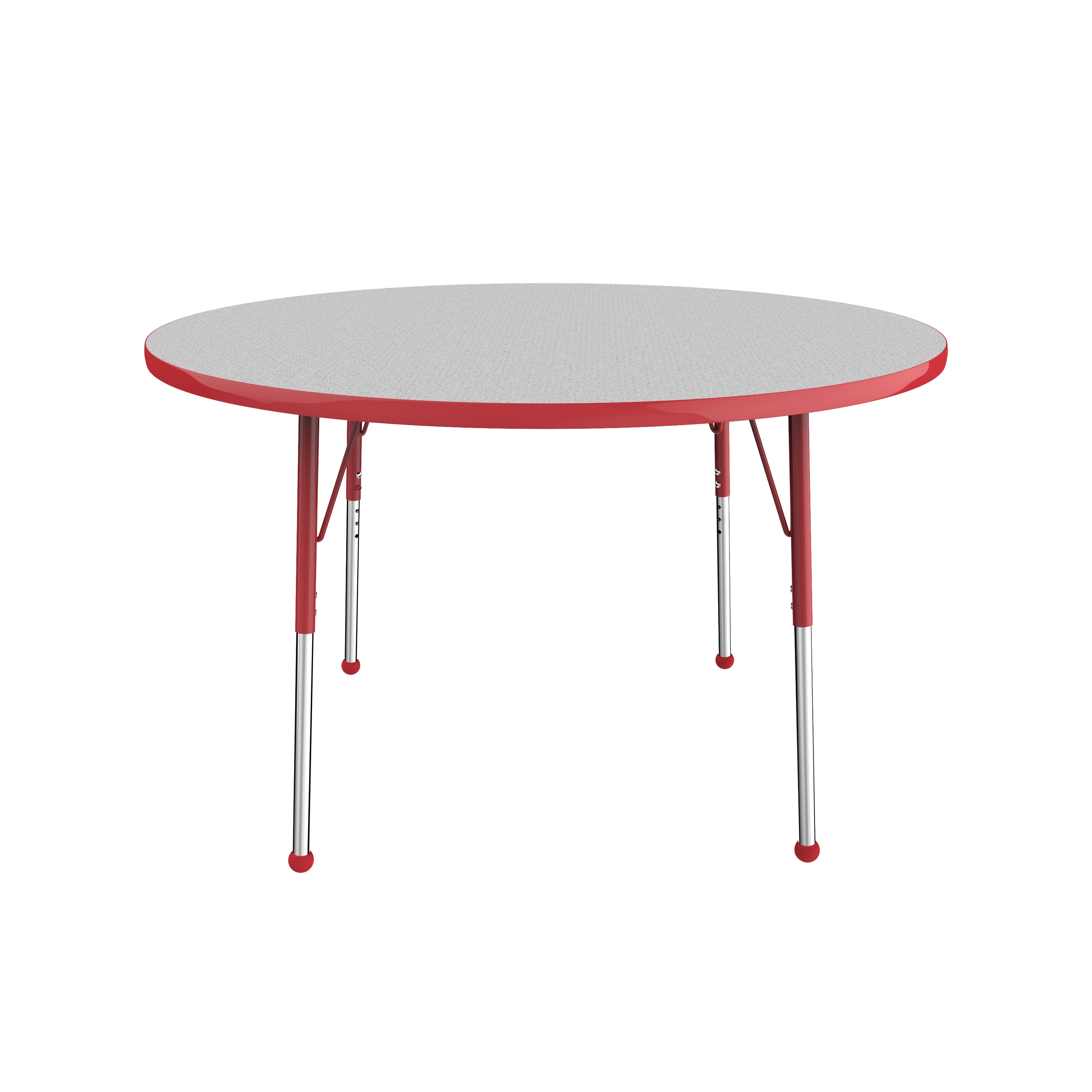 48" Round T-Molding Activity Table with Adjustable Standard Ball Glide Legs - Gray/Red