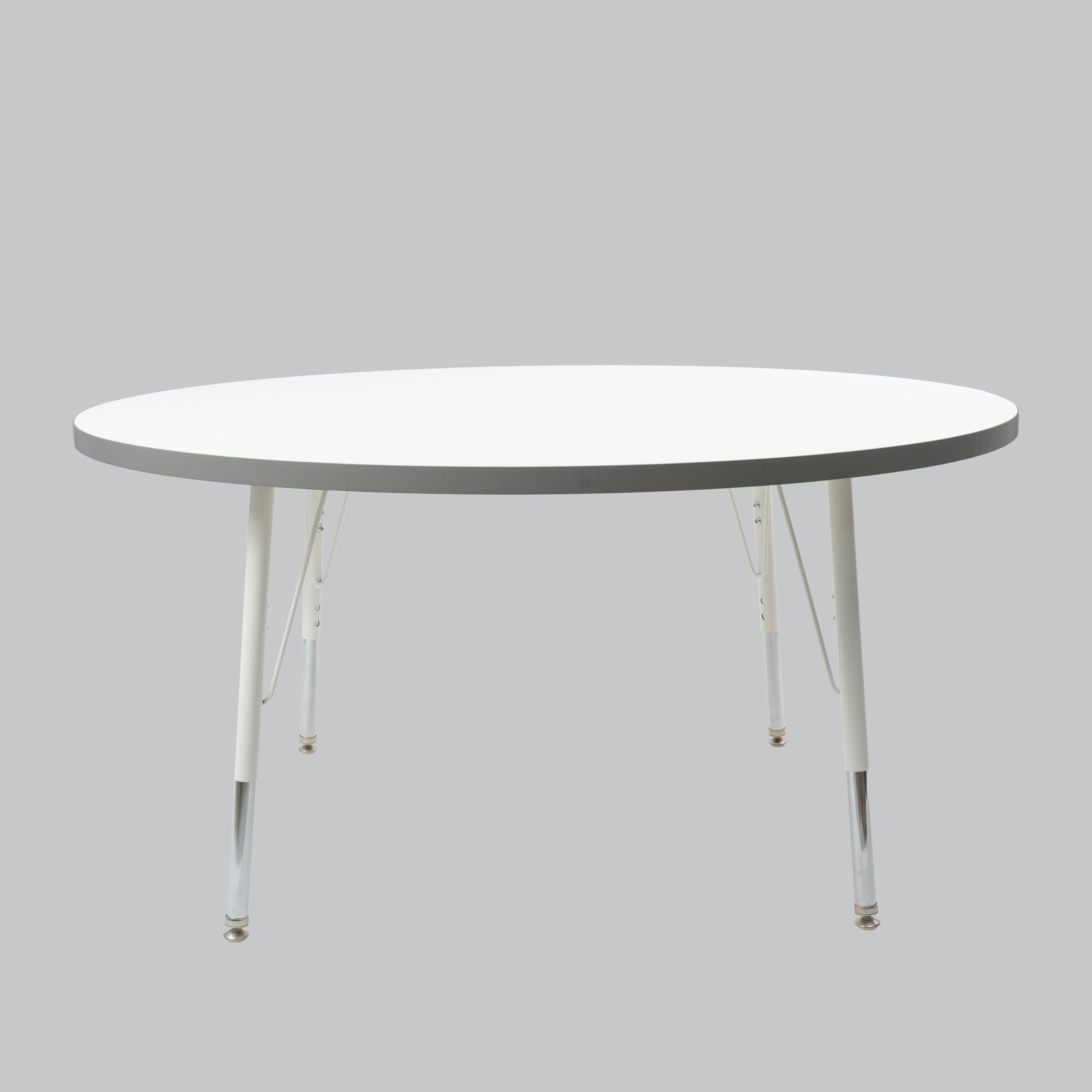 48" Round Thermofused Activity Table with Adjustable Standard Swivel Glide Legs - White/North Sea/White