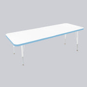 24" x 60" Rectangle Thermofused Activity Table with Adjustable Standard Swivel Glide Legs - White/Powder Blue/White