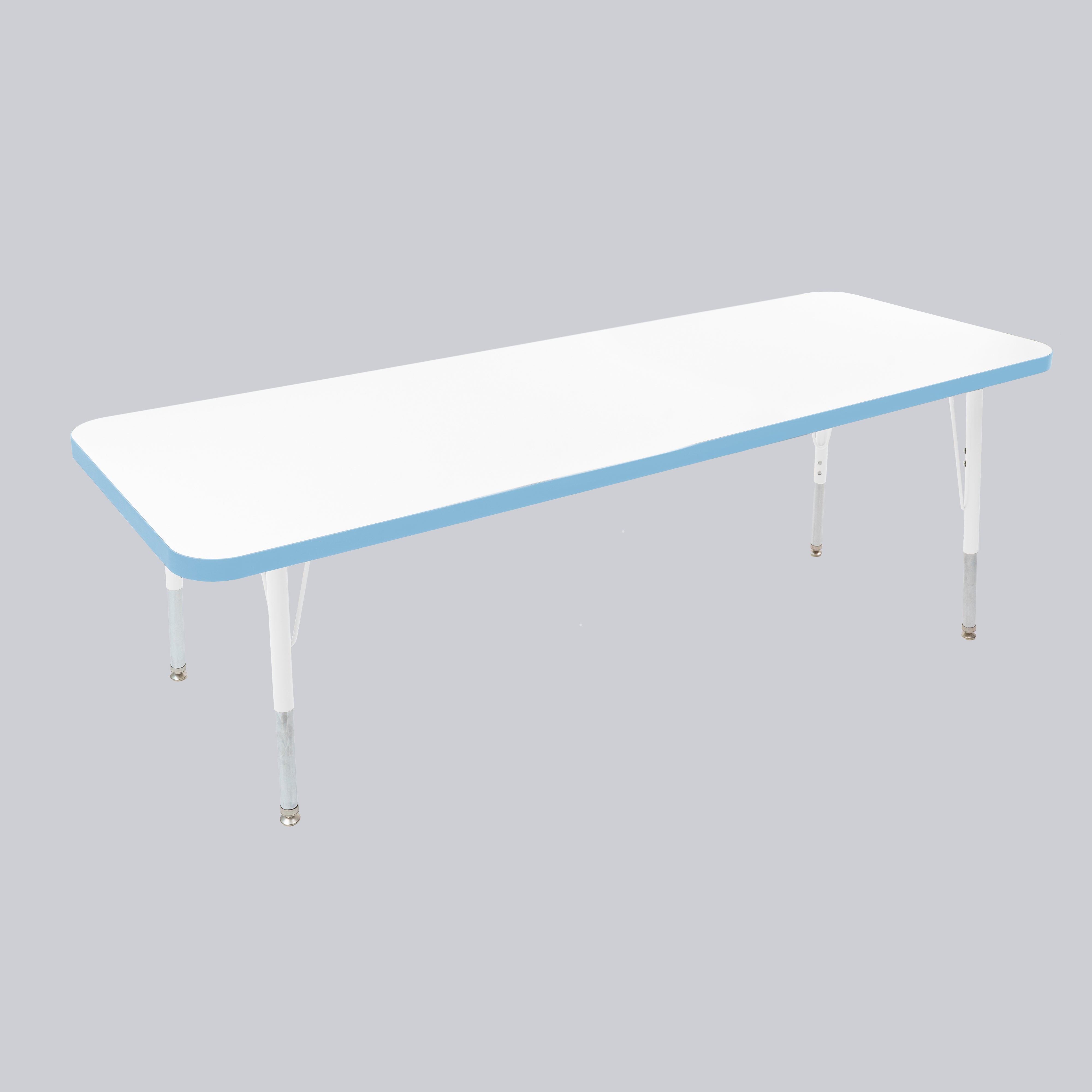 24" x 60" Rectangle Thermofused Activity Table with Adjustable Standard Swivel Glide Legs - White/Powder Blue/White