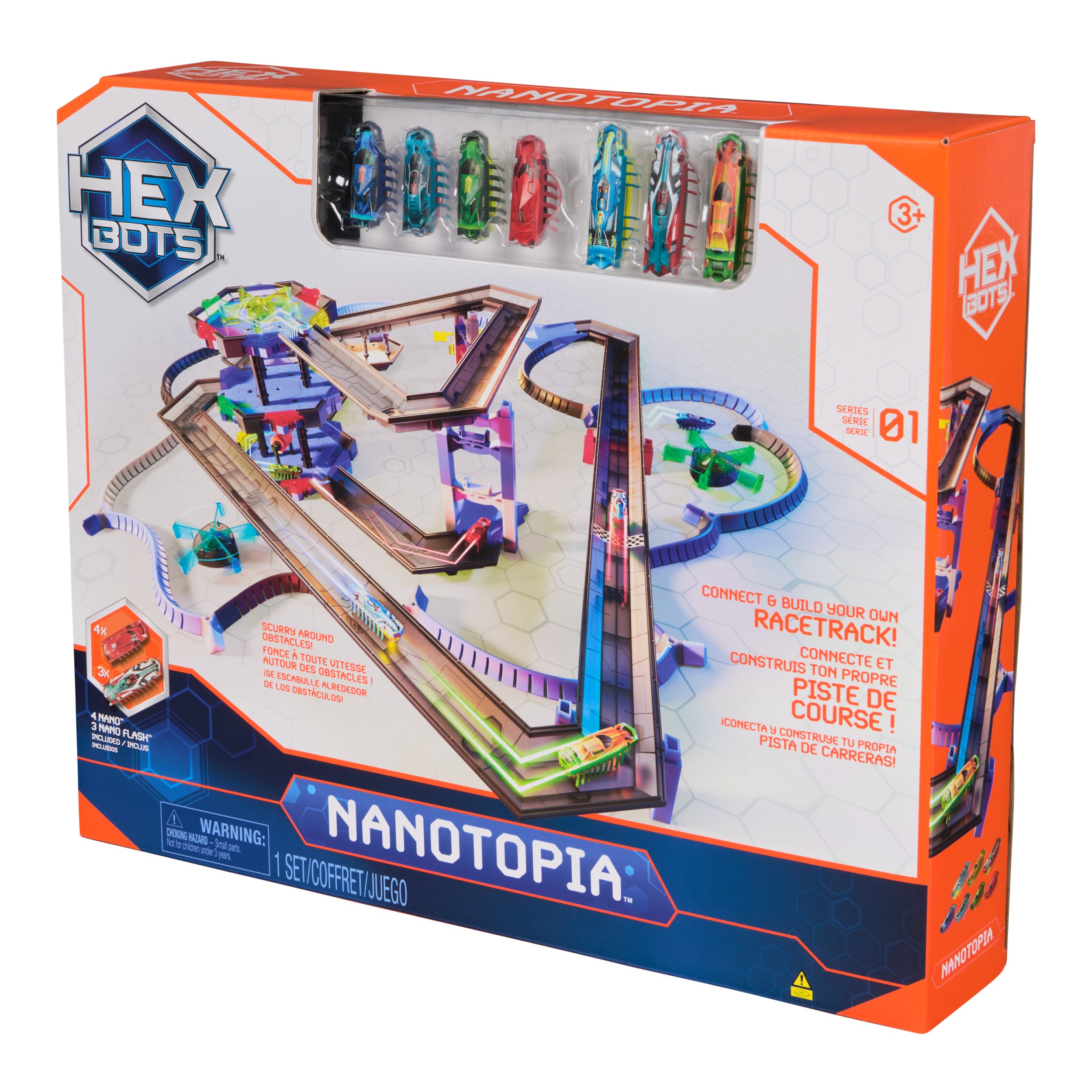 HEX BOTS Nanotopia, Sensory Toys for Kids & Cats with Over 130 Pieces & 7 Nano Bots, Toy Playsets & Mini Robot Toy for Kids Ages 3 & Up, Batteries Included