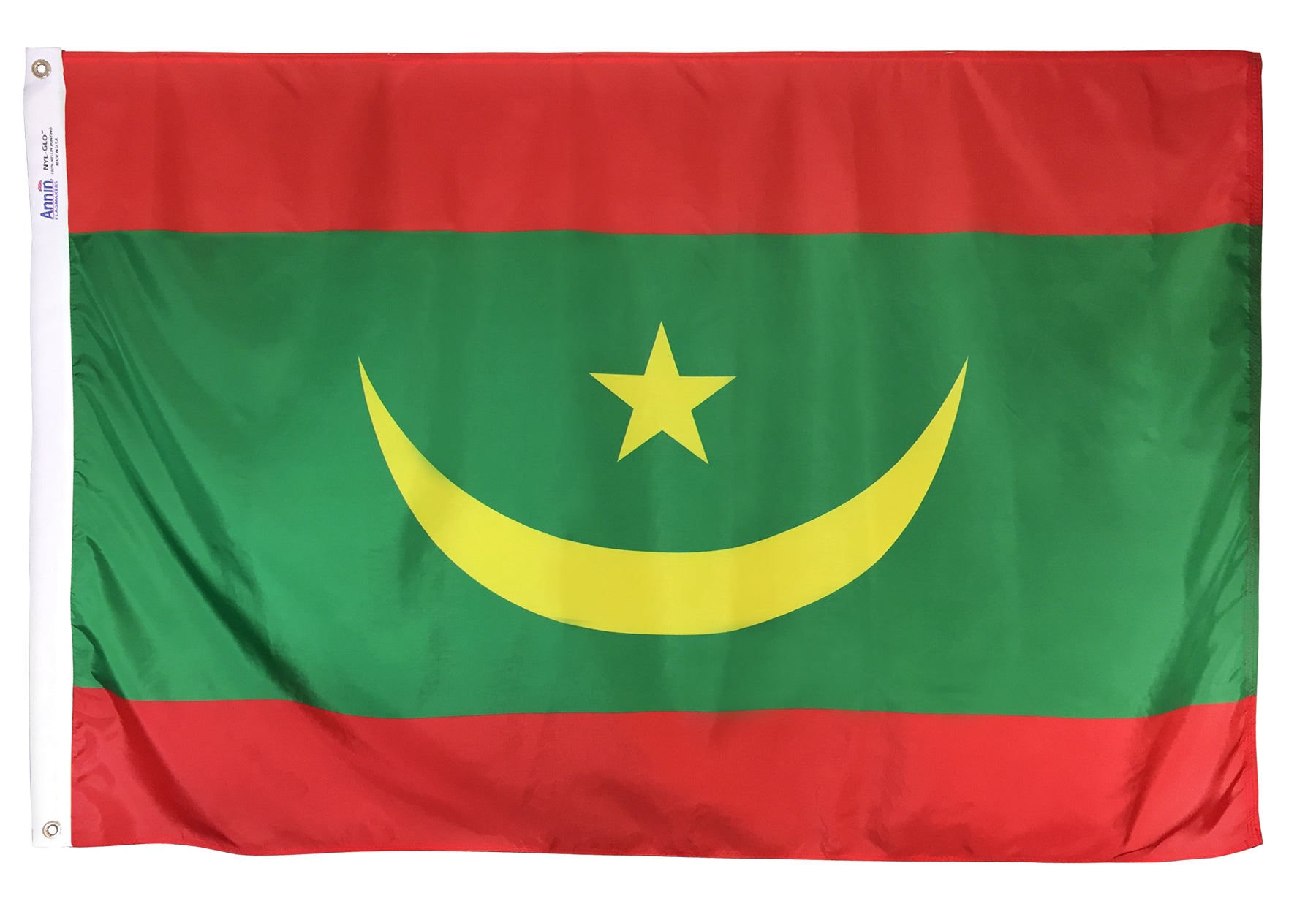 Mauritania Flag 2x3 ft. Nylon SolarGuard Nyl-Glo 100% Made in USA to Official United Nations Design Specifications.