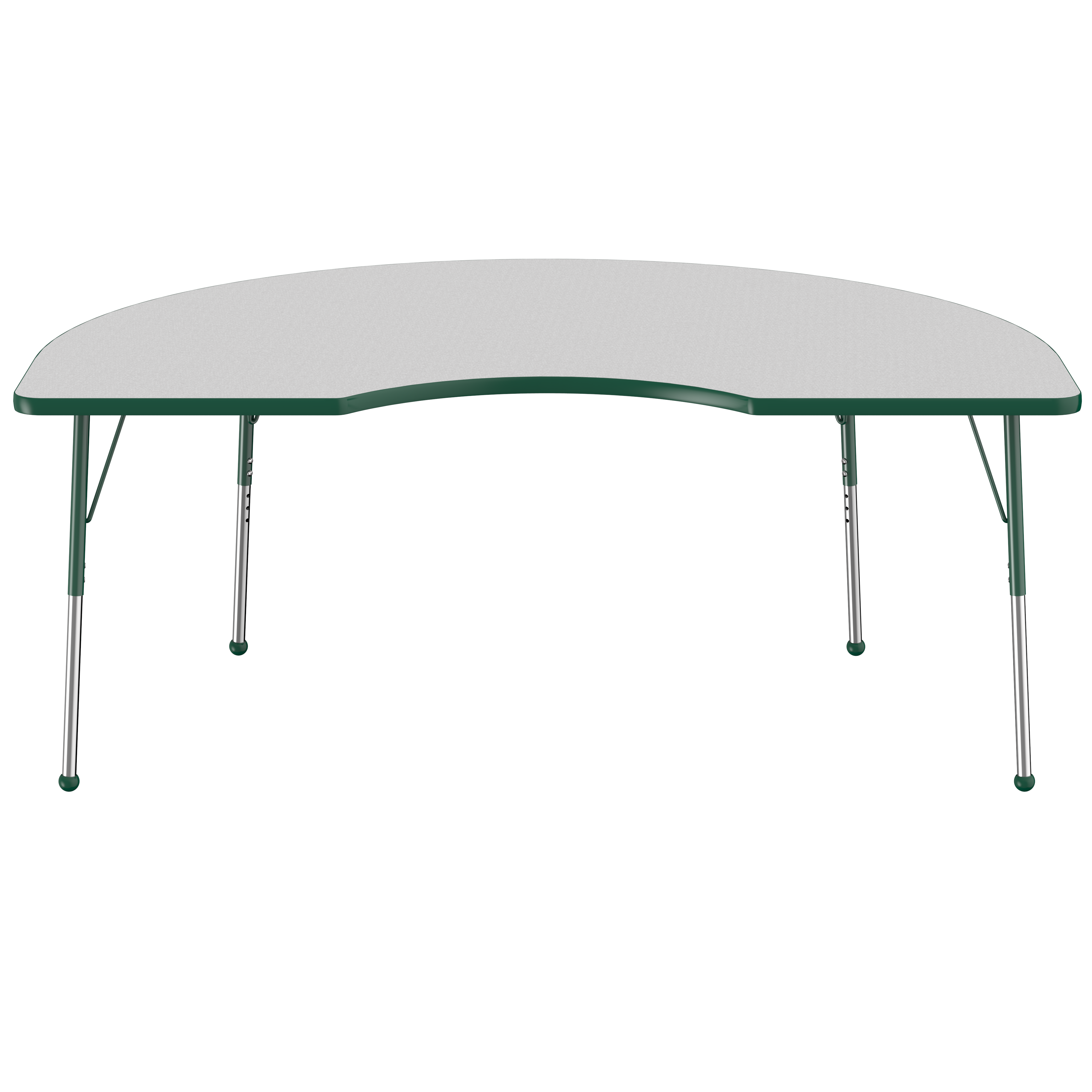 48" x 72" Kidney T-Molding Activity Table with Adjustable Standard Ball Glide Legs - Gray/Green