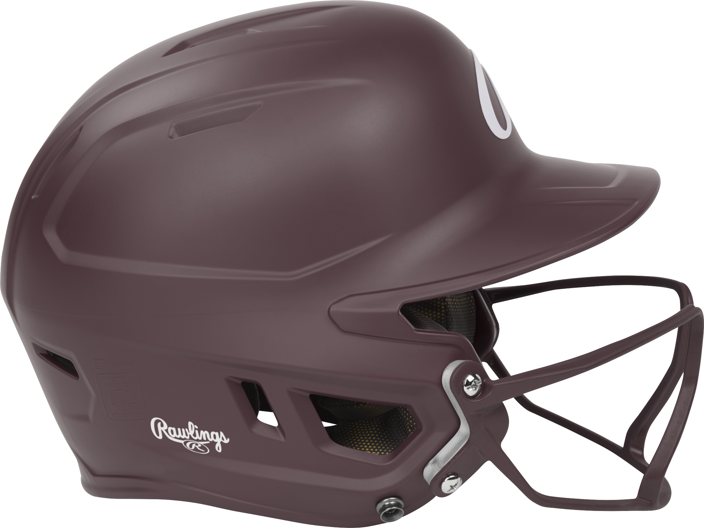 Rawlings Mach Hi-Viz Senior Matte Batting Helmet With Hi-Viz Face Guard - Maroon