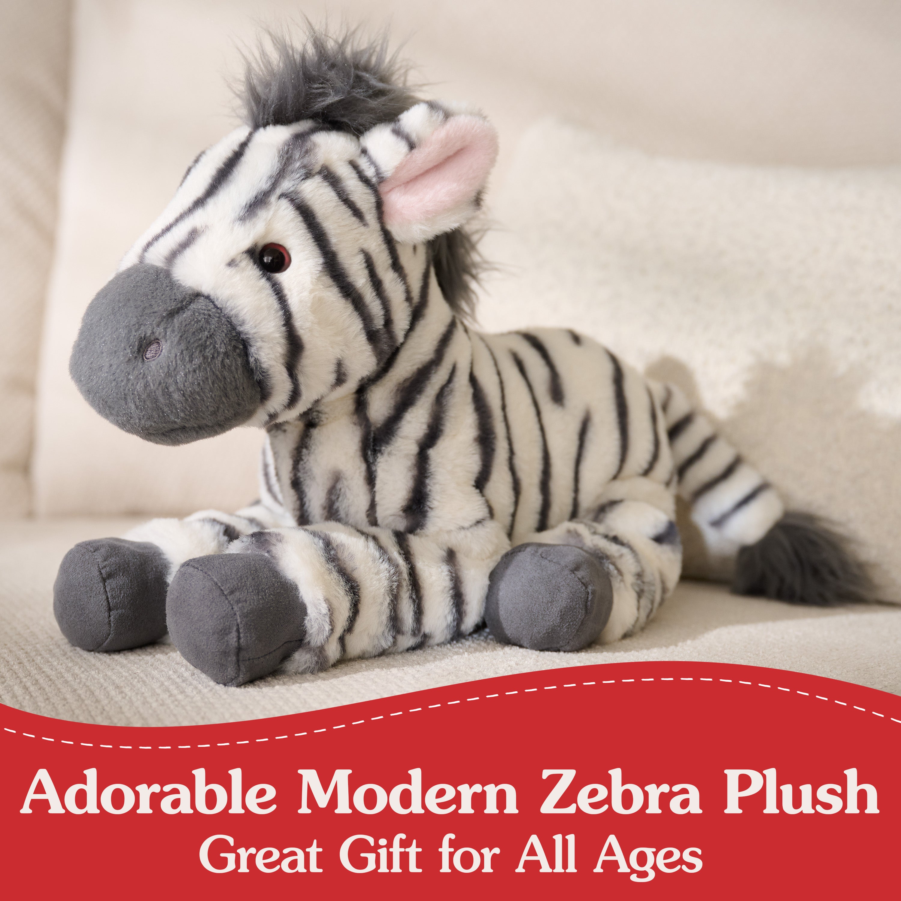 GUND Gemma Zebra Plush, Zebra Stuffed Animal for Ages 1 and Up, Gray/White, 12"