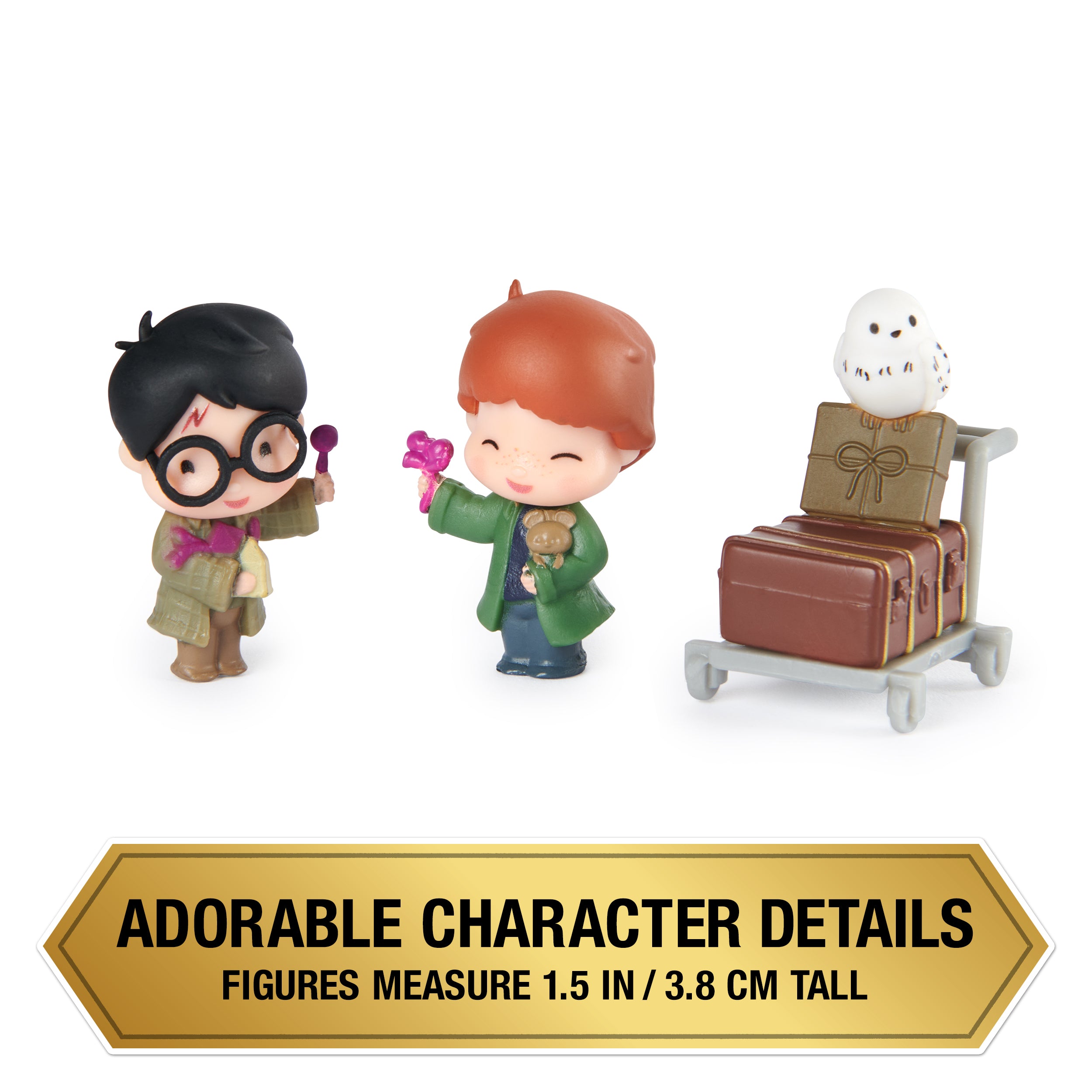 Wizarding World Harry Potter, Micro Magical Moments Action Figures Set with Harry, Ron, Hedwig & Display Case, Kids Toys for Ages 6 and up