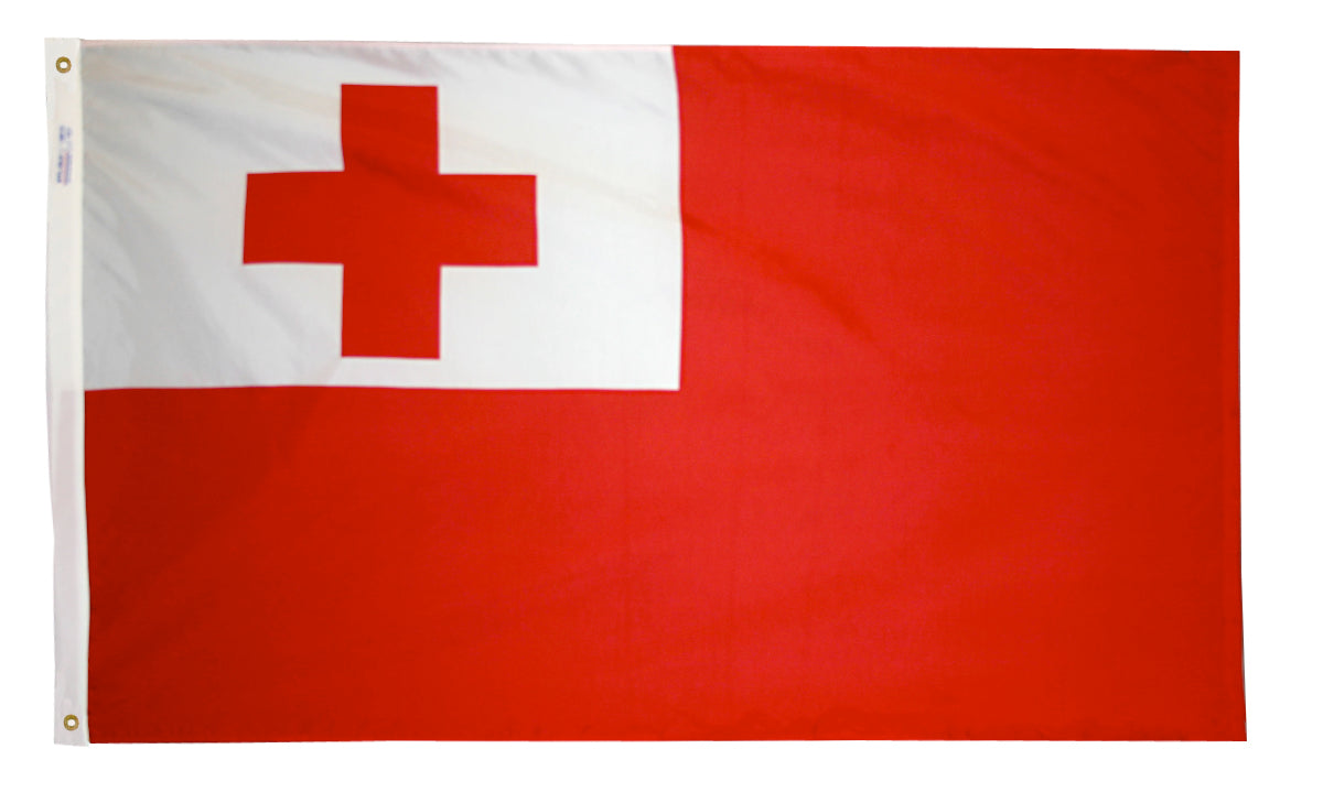 Tonga Flag 4x6 ft. Nylon SolarGuard Nyl-Glo 100% Made in USA to Official United Nations Design Specifications.