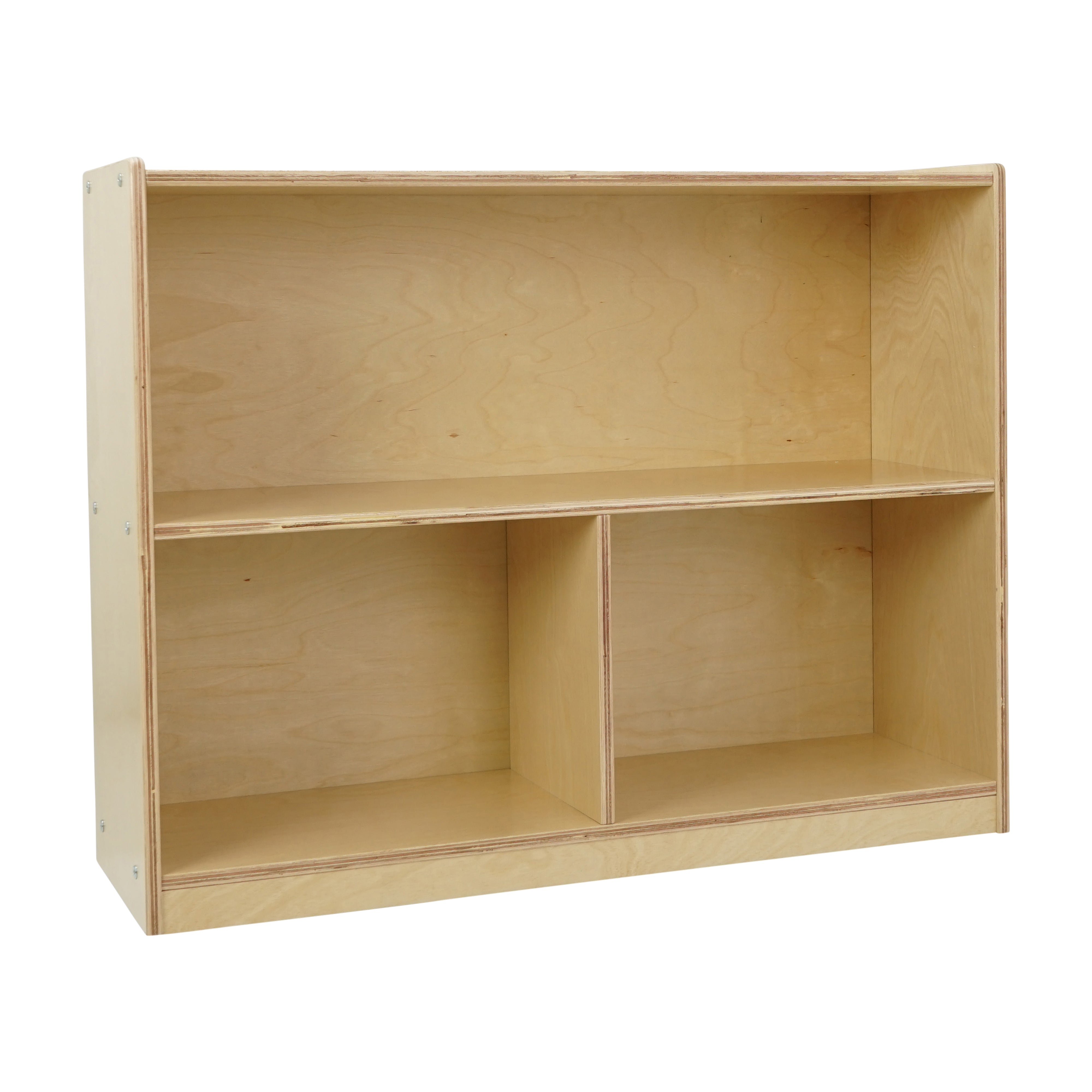 Birch 3-Compartment Divided Deluxe Book Case, 28" Height