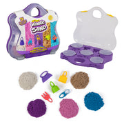 Kinetic Sand, Variety Case with 2lbs Play Sand Beach, Neon & Shimmer & 5 Tools, Reusable Storage, Sensory Toys for Kids Ages 3 and up