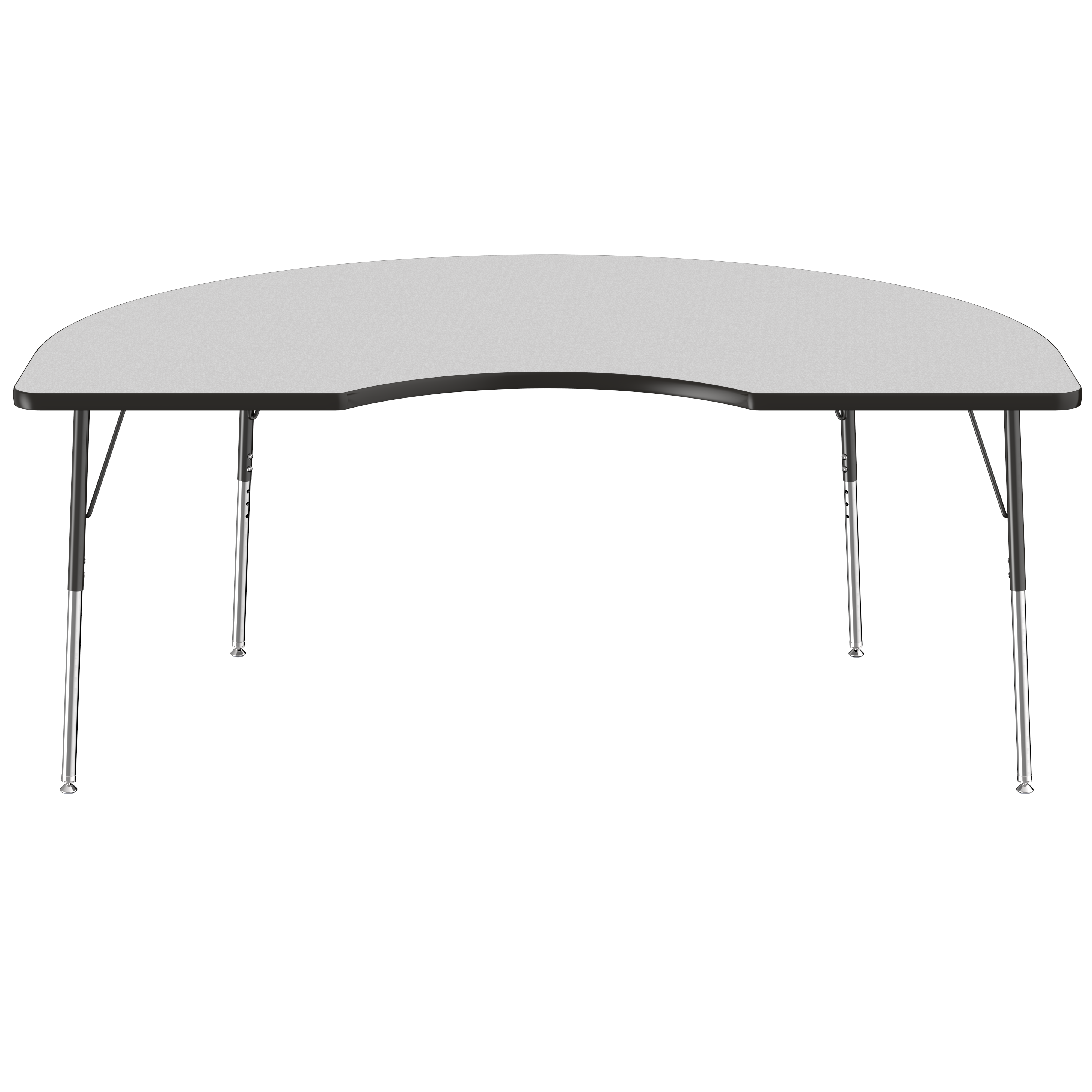 48" x 72" Kidney T-Molding Activity Table with Adjustable Standard Swivel Glide Legs - Gray/Black