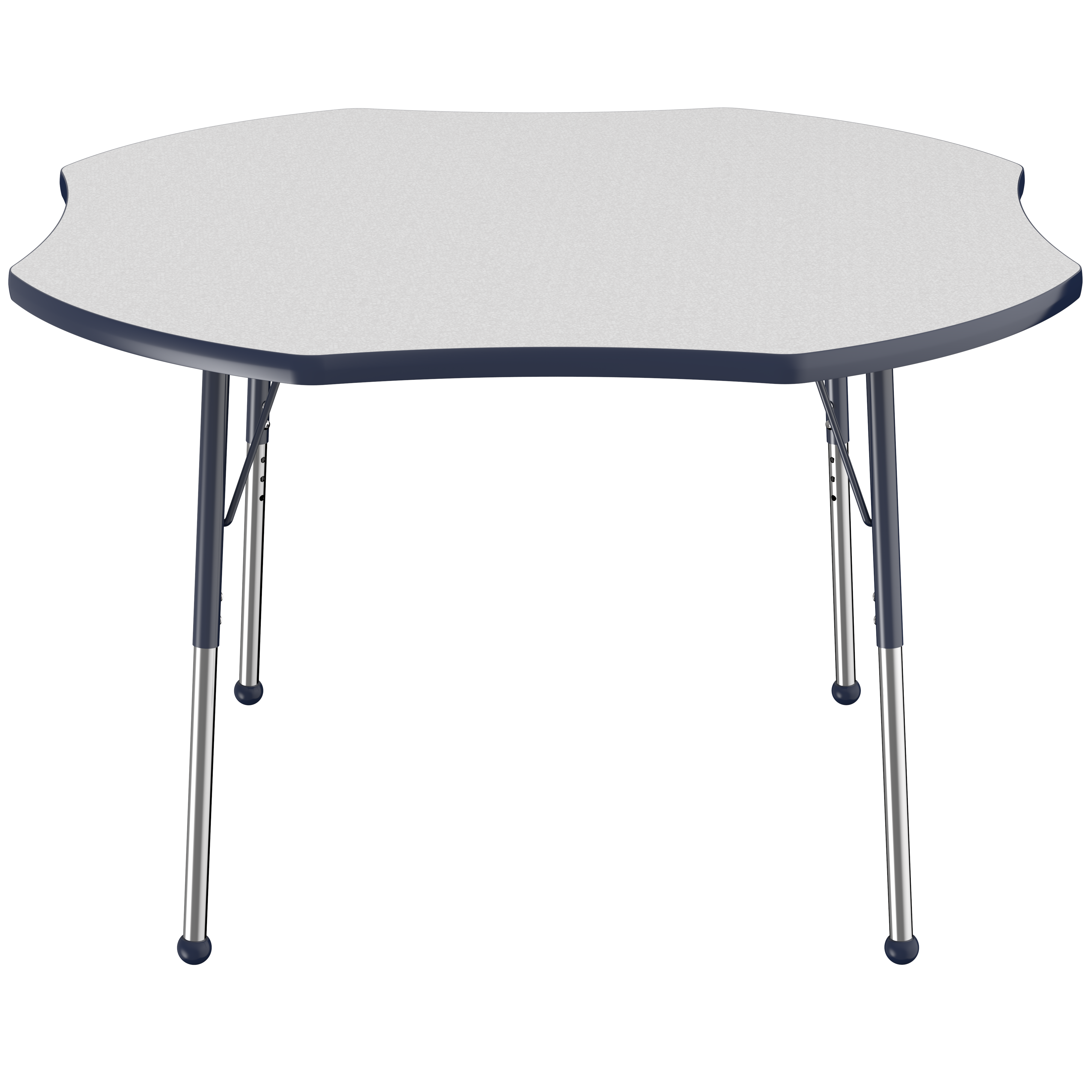 48" x 48" Clover T-Molding Activity Table with Adjustable Standard Ball Glide Legs - Gray/Navy