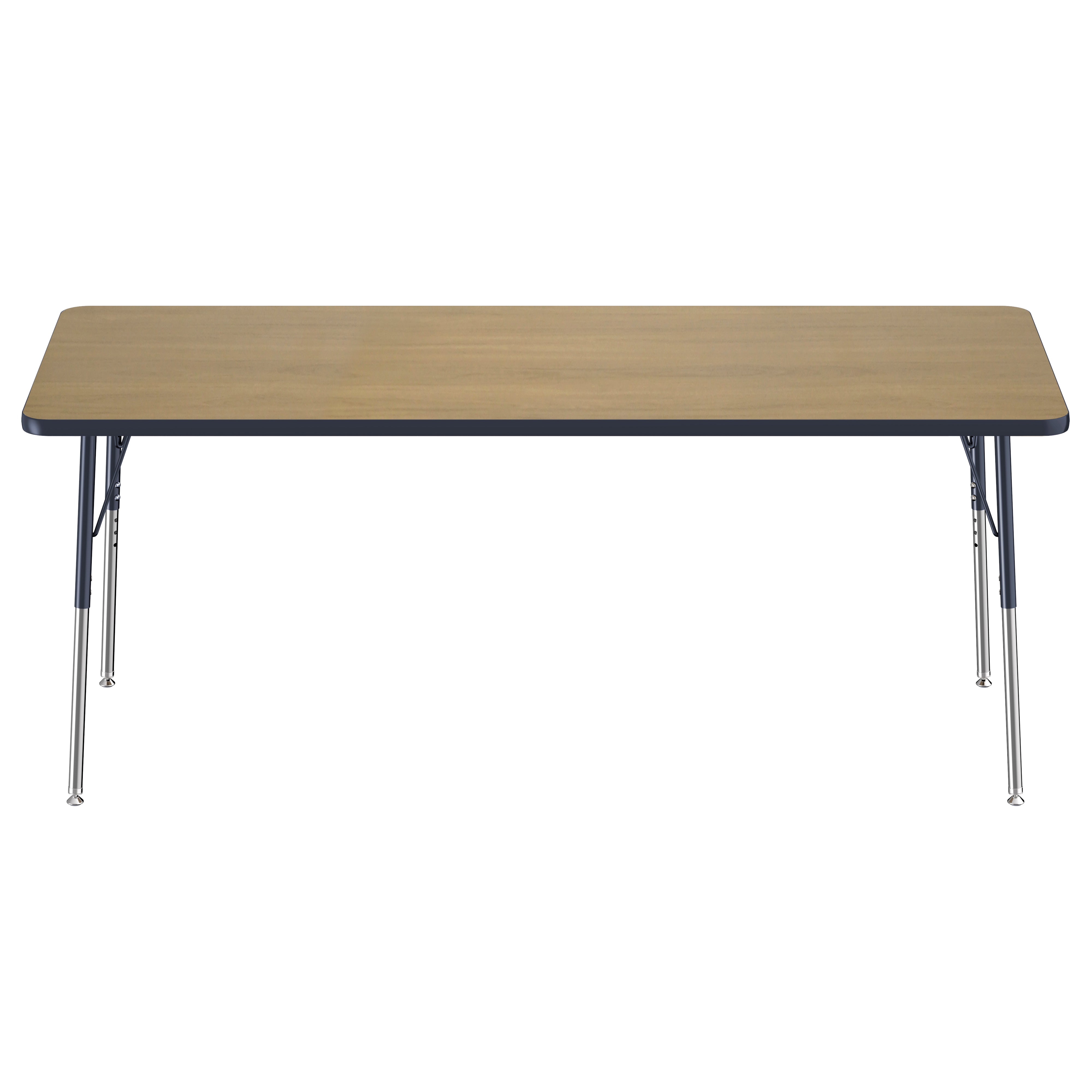 30" x 72" Rectangle T-Molding Activity Table with Adjustable Standard Swivel Glide Legs - Pasadena Oak/Navy