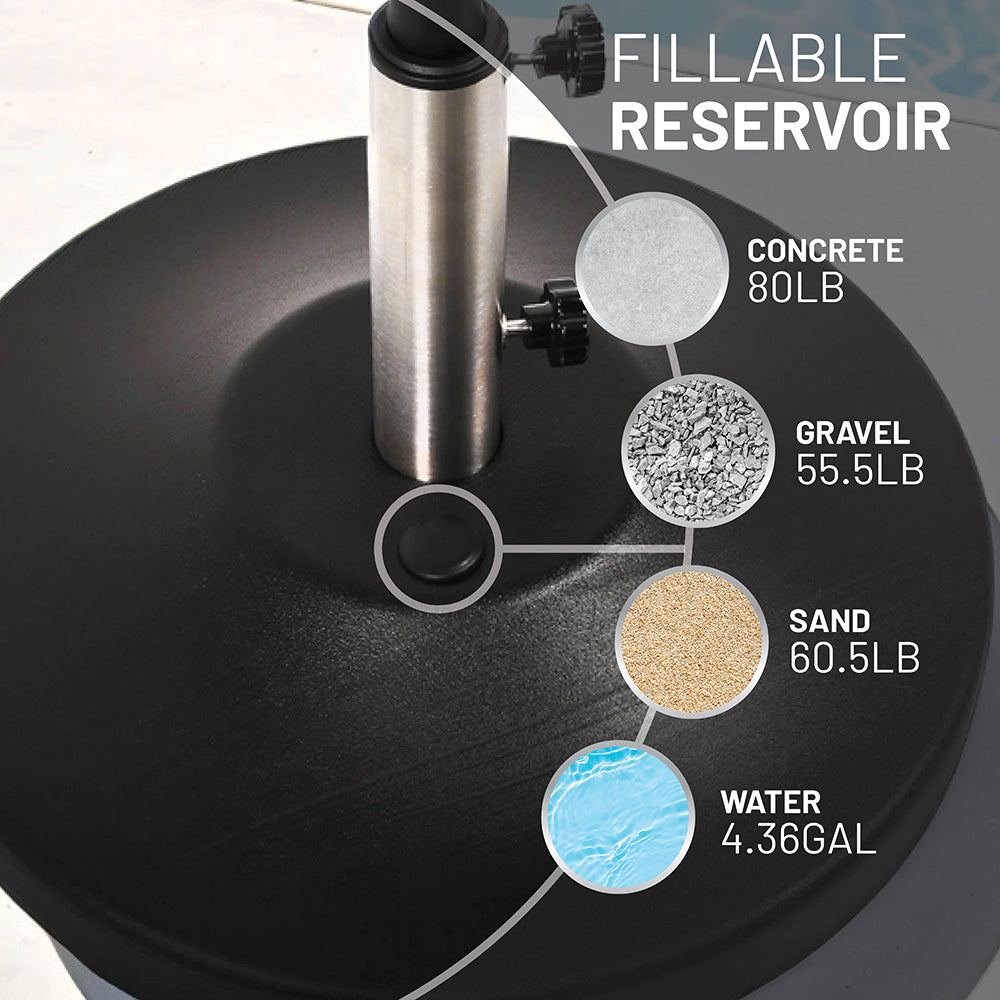 Fillable Free Standing Umbrella Base (Black)