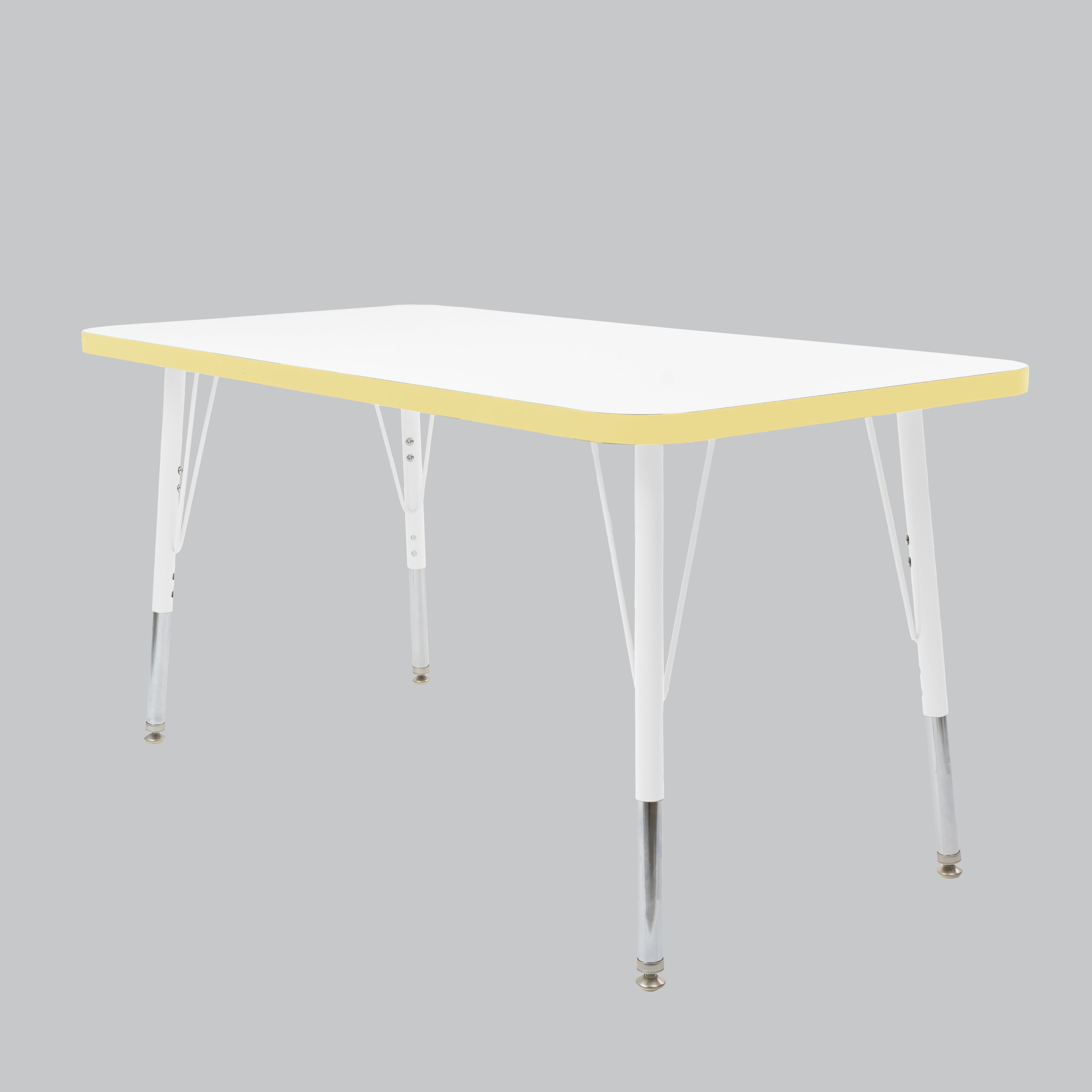 24" x 48" Rectangle Thermofused Activity Table with Adjustable Standard Swivel Glide Legs - White/Squash/White